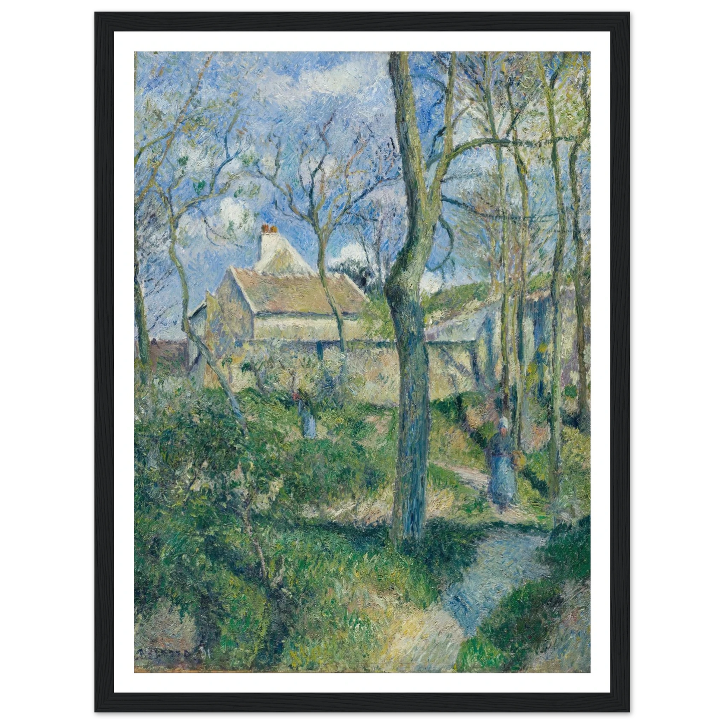 The Path to Les Pouilleux, Pontoise Art Print | Camille Pissarro - Framed Poster - 30x40 cm / 12x16″ - Black frame