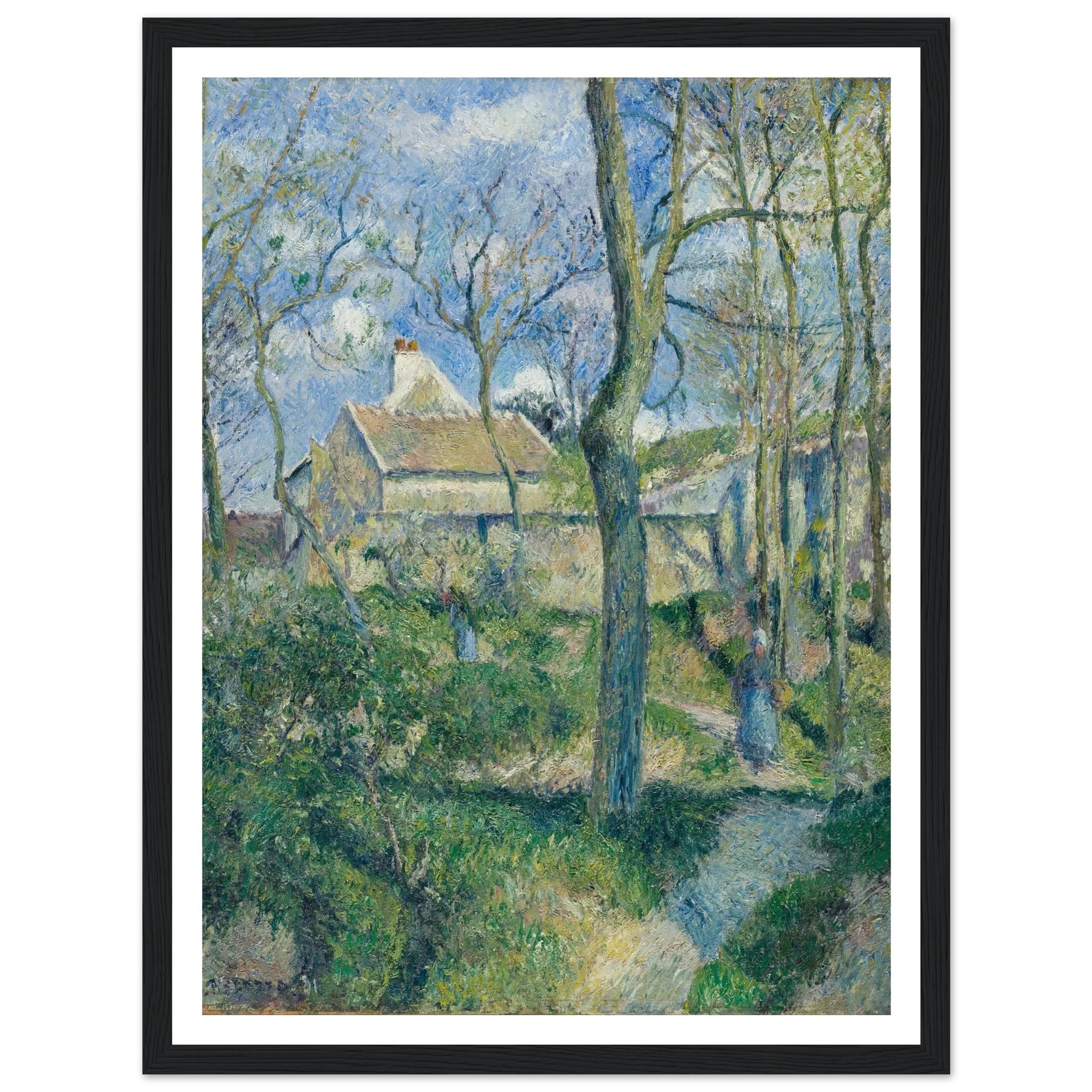 The Path to Les Pouilleux, Pontoise Art Print | Camille Pissarro - Framed Poster - 30x40 cm / 12x16″ - Black frame