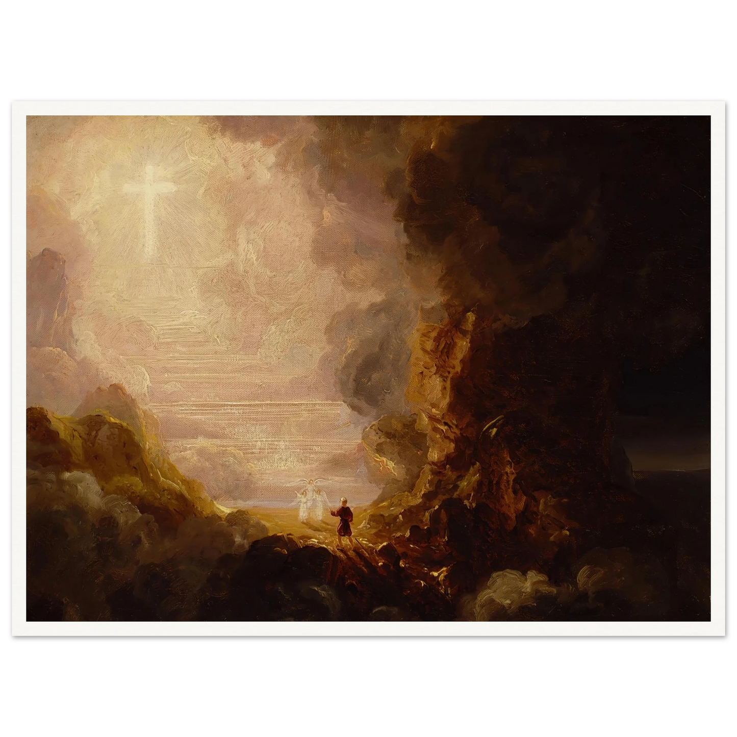 The Pilgrim of the Cross at the End of His Journey (study for series, The Cross and the World) (ca. 1846-1848) Art Print | Thomas Cole - Framed Poster - 30x40 cm / 12x16″ - Black frame