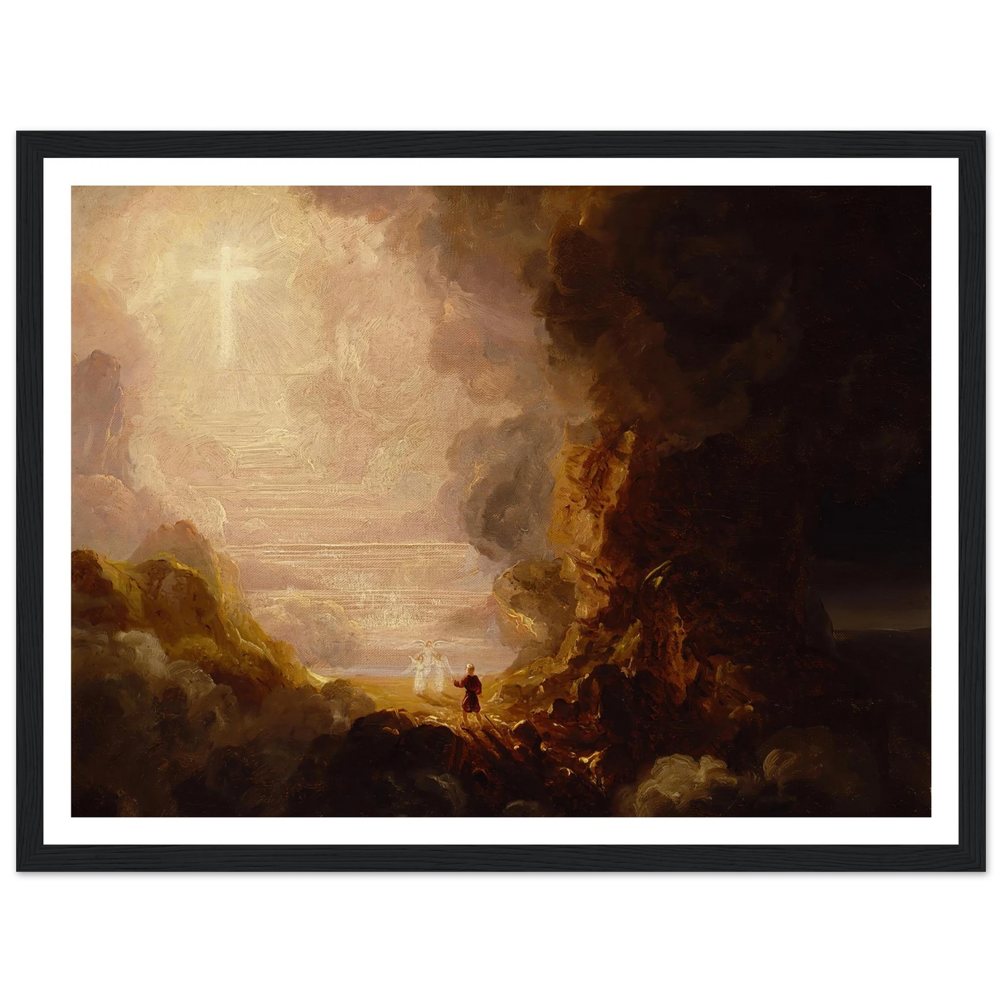 The Pilgrim of the Cross at the End of His Journey (study for series, The Cross and the World) (ca. 1846-1848) Art Print | Thomas Cole - Framed Poster - 30x40 cm / 12x16″ - Black frame