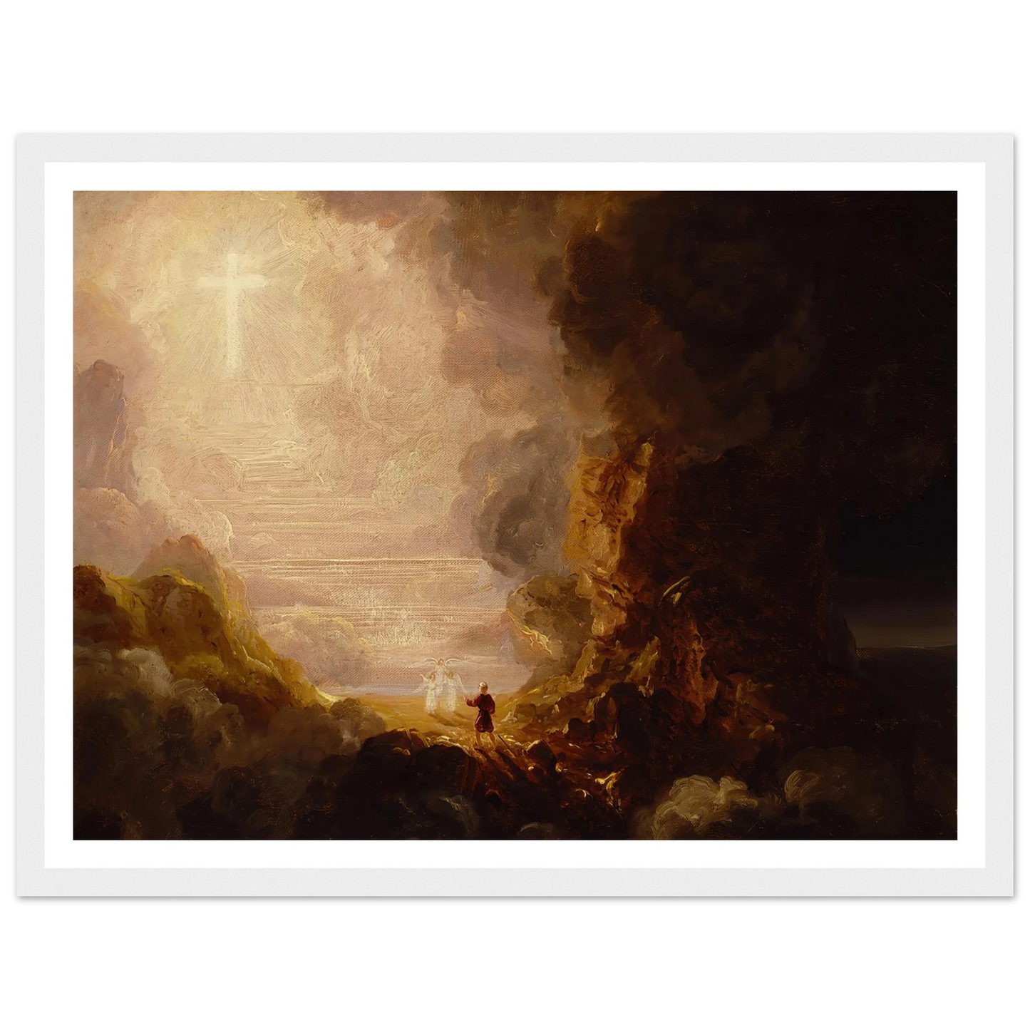 The Pilgrim of the Cross at the End of His Journey (study for series, The Cross and the World) (ca. 1846-1848) Art Print | Thomas Cole - Framed Poster - 30x40 cm / 12x16″ - Black frame