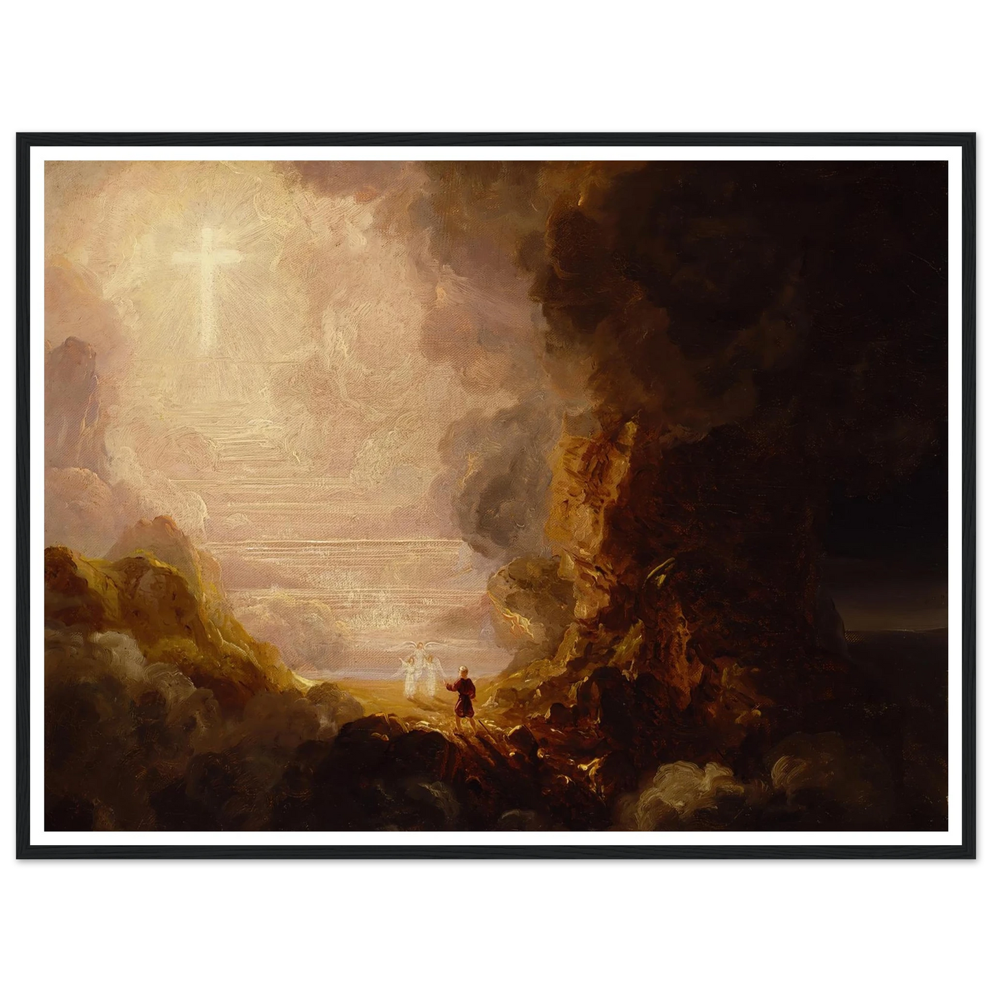 The Pilgrim of the Cross at the End of His Journey (study for series, The Cross and the World) (ca. 1846-1848) Art Print | Thomas Cole - Framed Poster - 30x40 cm / 12x16″ - Black frame