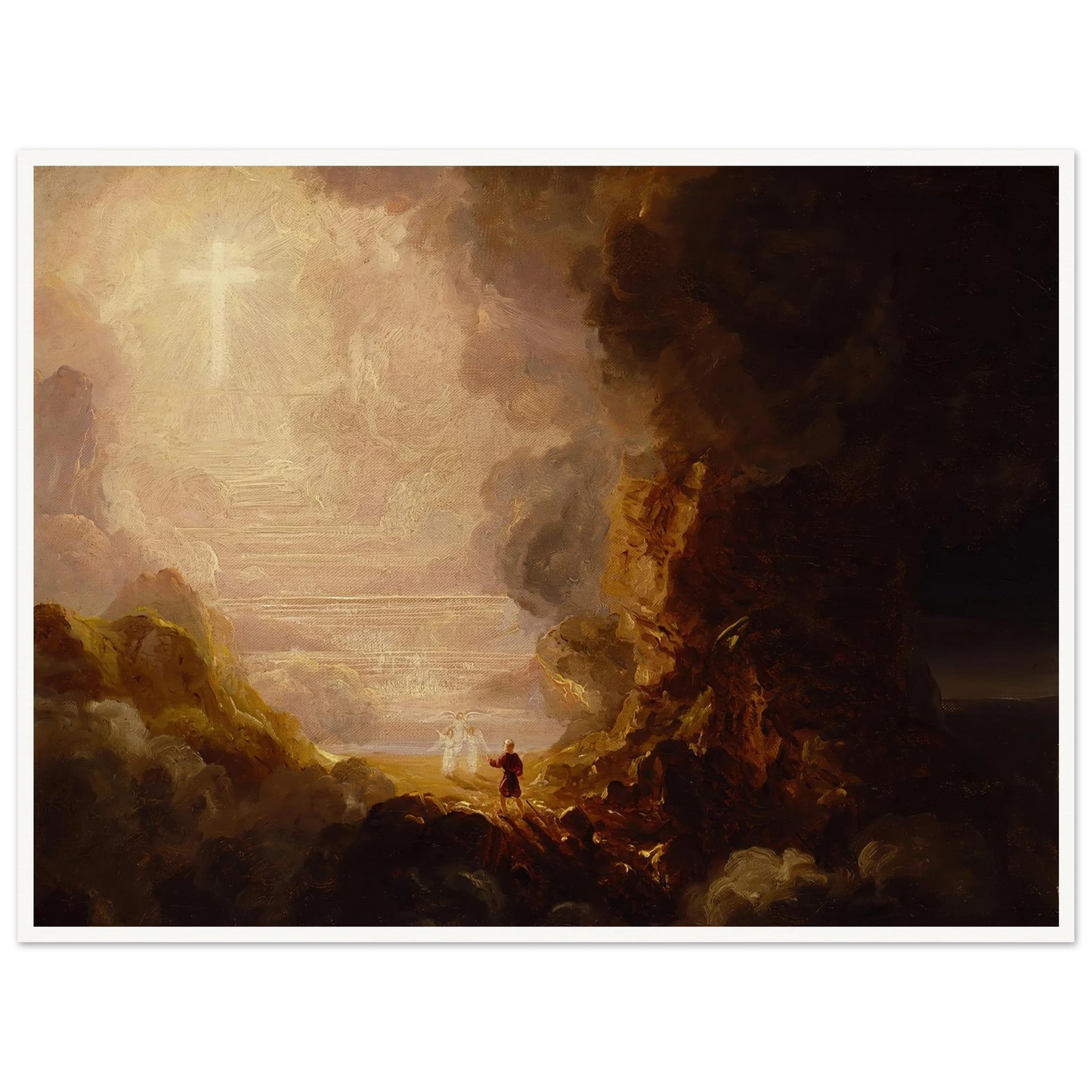 The Pilgrim of the Cross at the End of His Journey (study for series, The Cross and the World) (ca. 1846-1848) Art Print | Thomas Cole - Framed Poster - 30x40 cm / 12x16″ - Black frame