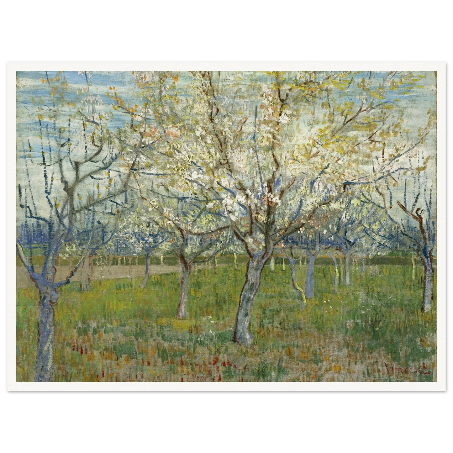 The Pink Orchard (1888) Art Print | Vincent van Gogh - Framed Poster - 30x40 cm / 12x16″ - Black frame