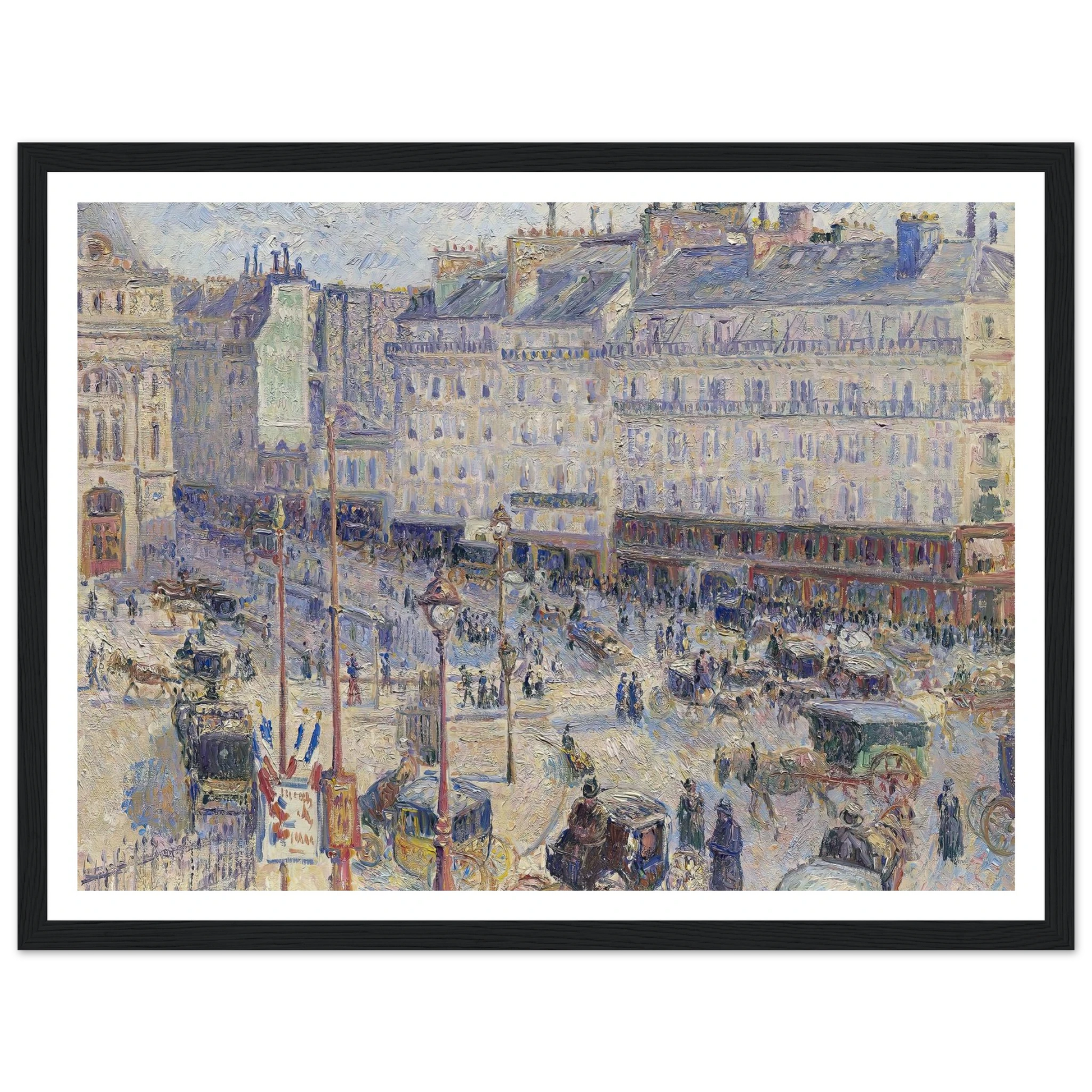 The Place du Havre, Paris (1893) Art Print | Camille Pissarro - Framed Poster - 30x40 cm / 12x16″ - Black frame