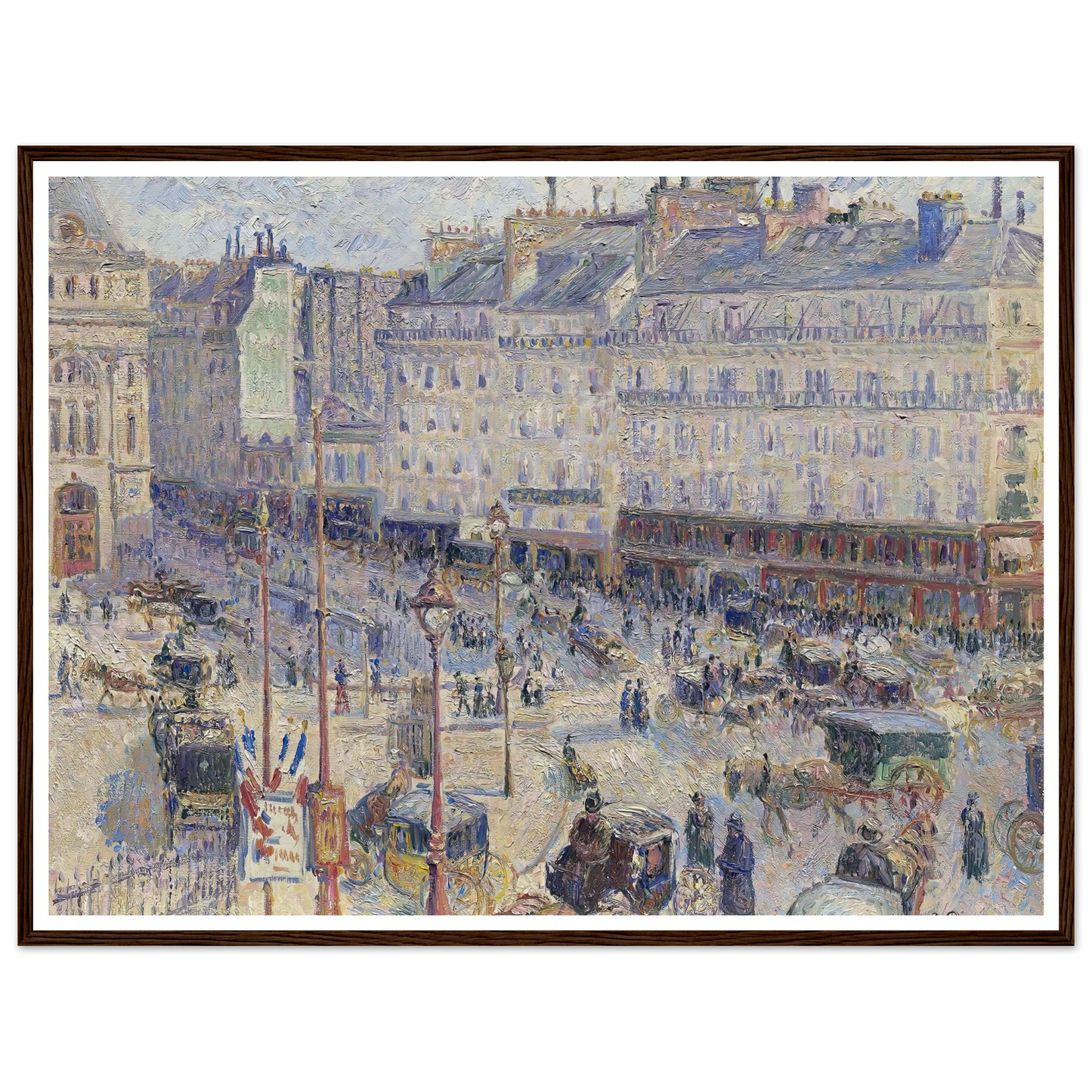 The Place du Havre, Paris (1893) Art Print | Camille Pissarro - Framed Poster - 30x40 cm / 12x16″ - Black frame
