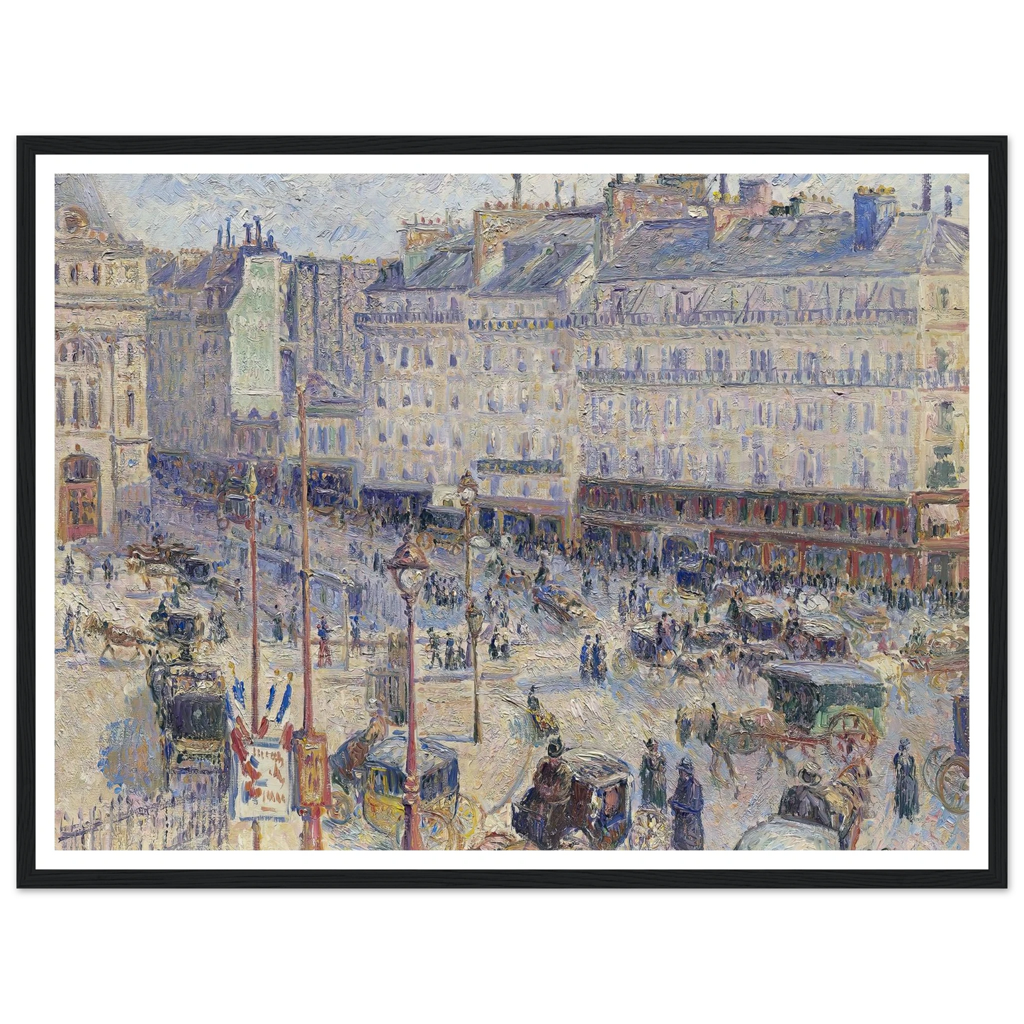 The Place du Havre, Paris (1893) Art Print | Camille Pissarro - Framed Poster - 30x40 cm / 12x16″ - Black frame