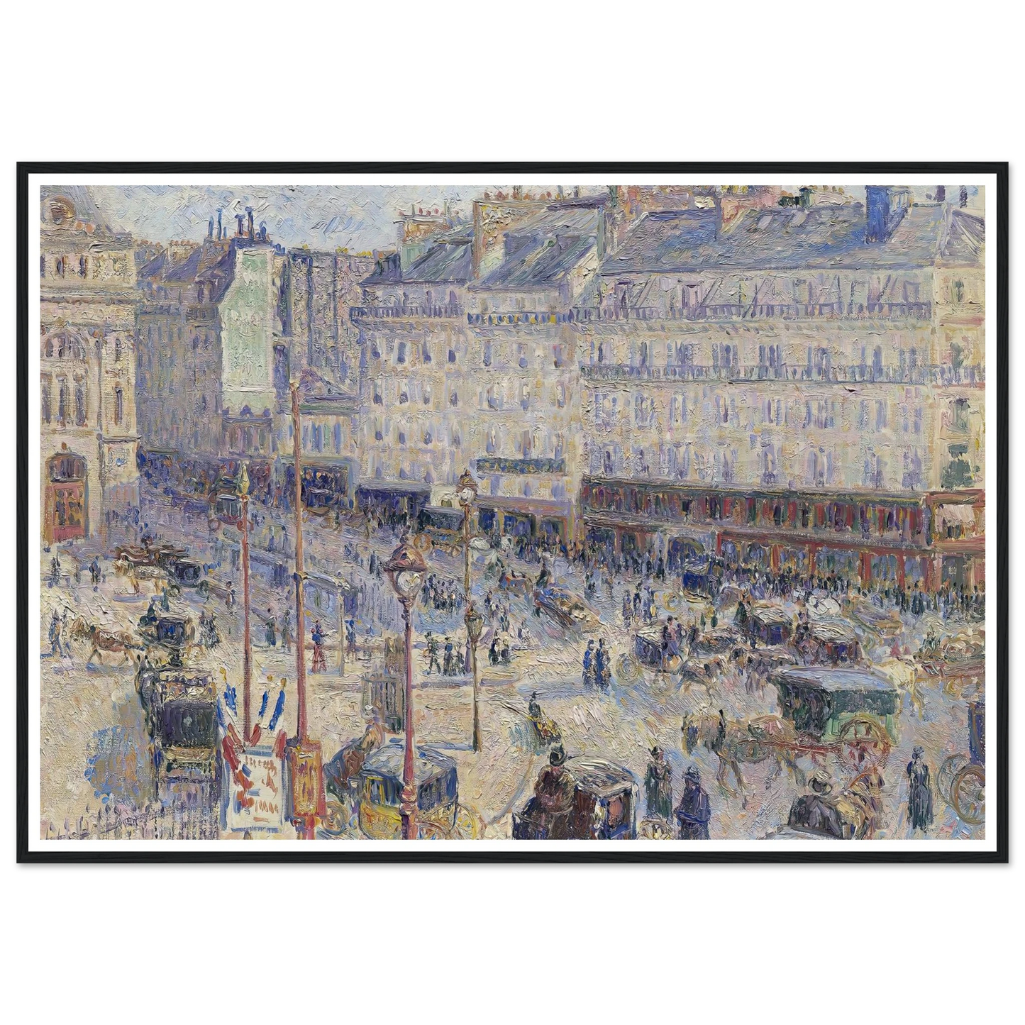 The Place du Havre, Paris (1893) Art Print | Camille Pissarro - Framed Poster - 30x40 cm / 12x16″ - Black frame