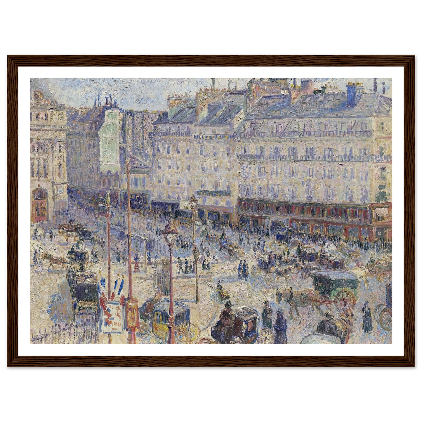 The Place du Havre, Paris (1893) Art Print | Camille Pissarro - Framed Poster - 30x40 cm / 12x16″ - Black frame