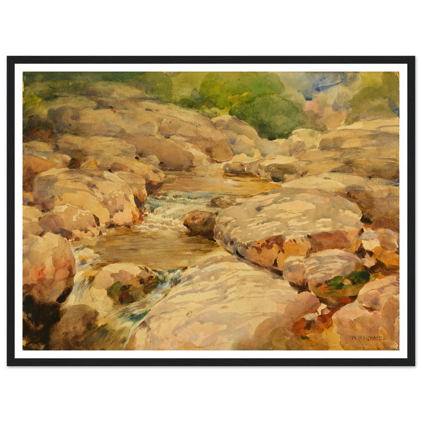 The Placid Potomac Art Print | William Henry Holmes - Framed Poster - 30x40 cm / 12x16″ - Black frame