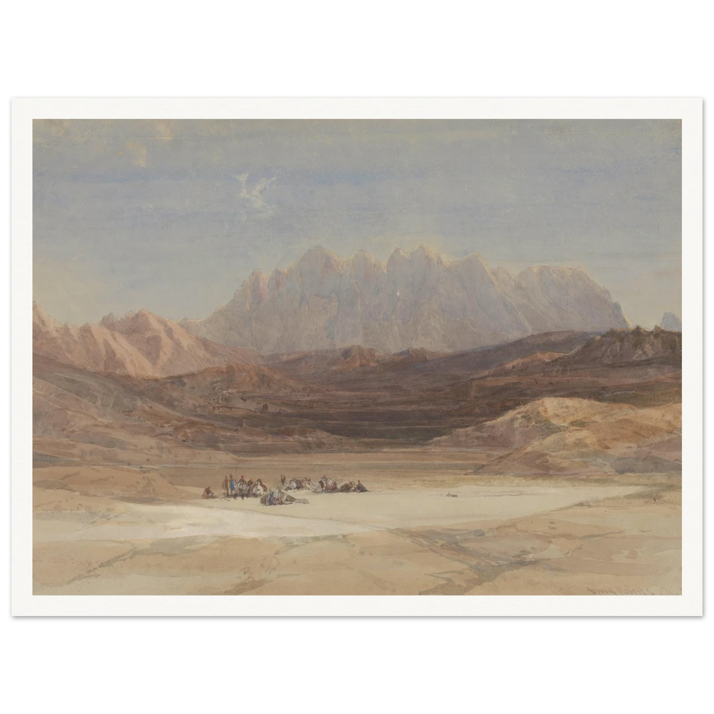 The Plain of El Raheh, Mount Sinai (1839) Art Print | David Roberts - Framed Poster - 30x40 cm / 12x16″ - Black frame