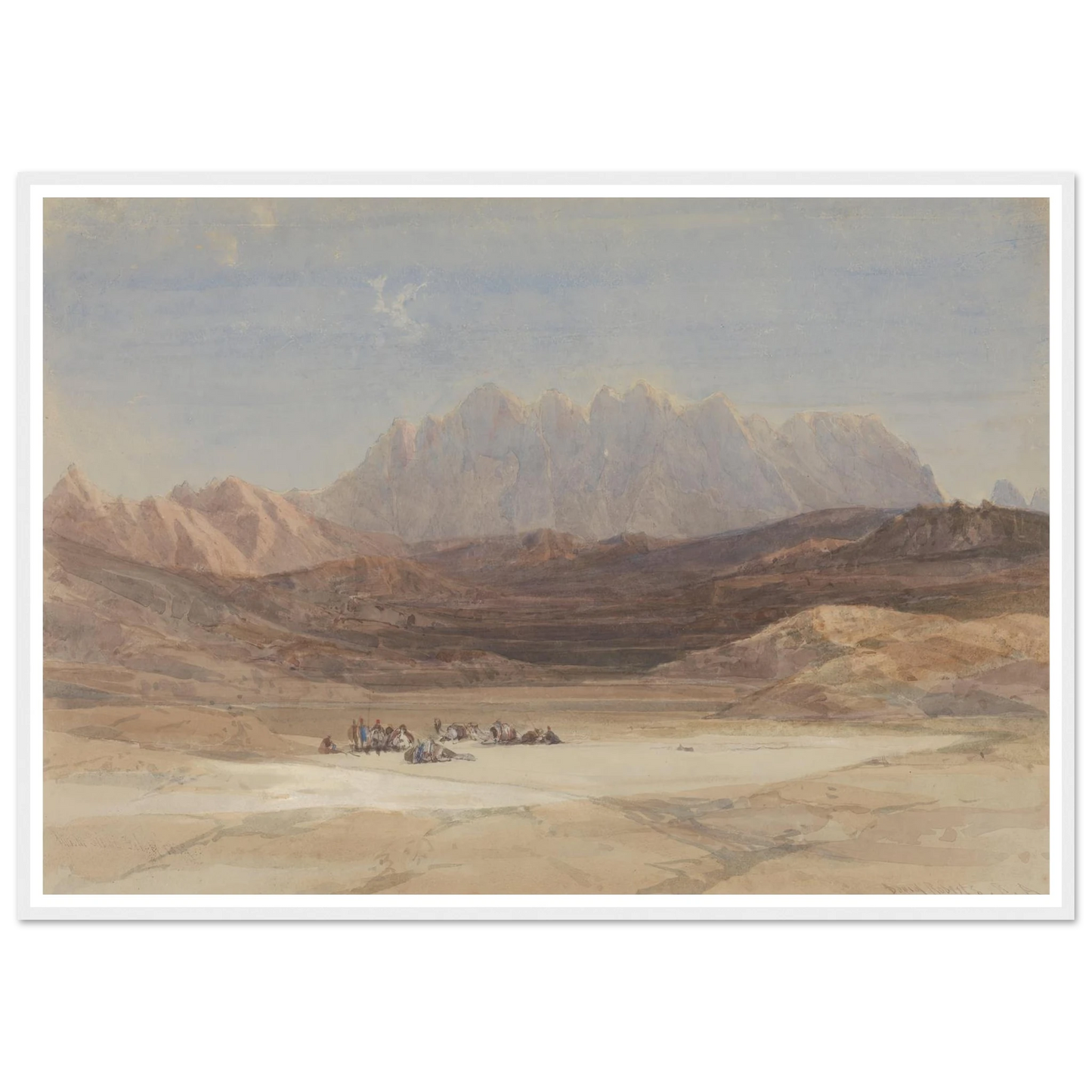 The Plain of El Raheh, Mount Sinai (1839) Art Print | David Roberts - Framed Poster - 30x40 cm / 12x16″ - Black frame