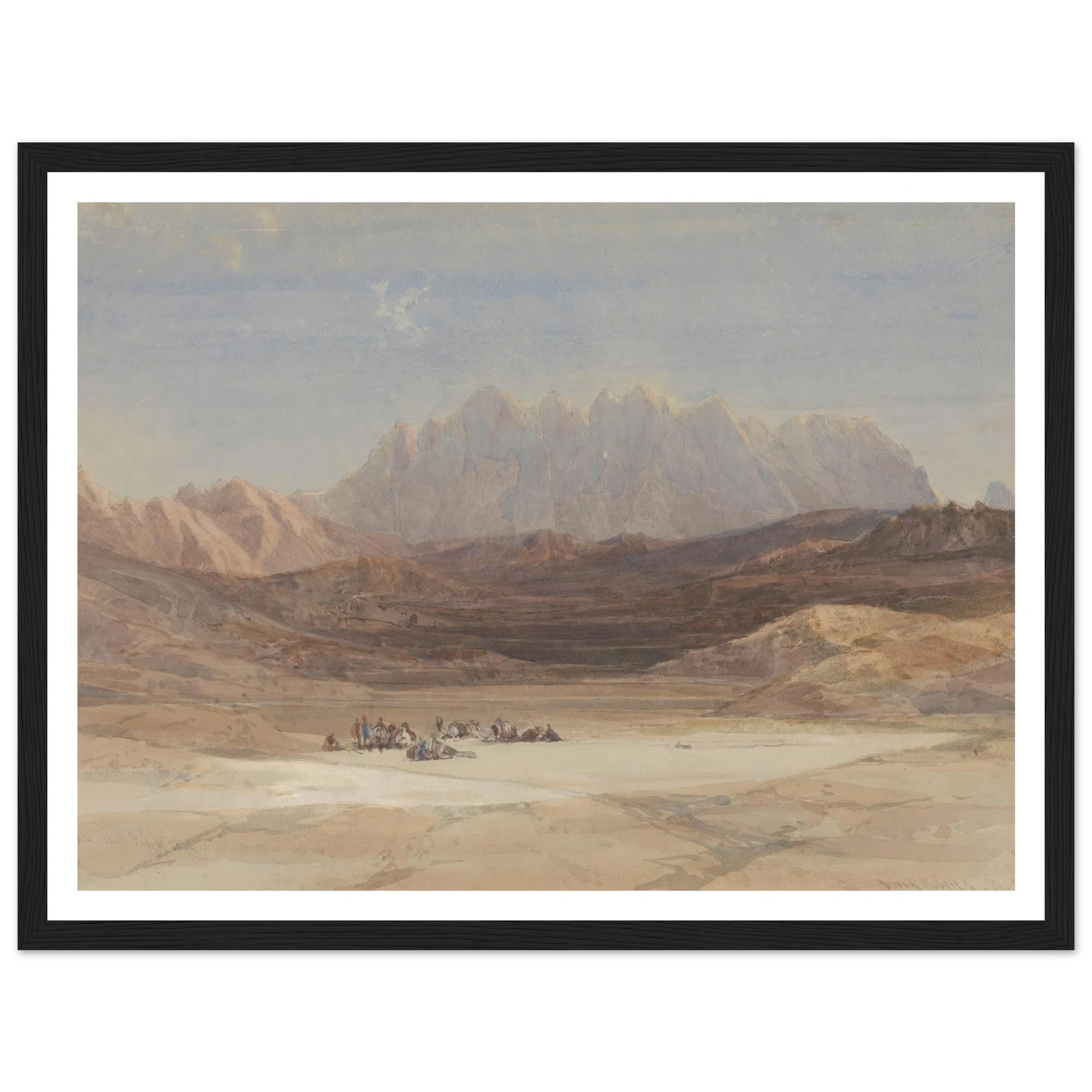The Plain of El Raheh, Mount Sinai (1839) Art Print | David Roberts - Framed Poster - 30x40 cm / 12x16″ - Black frame
