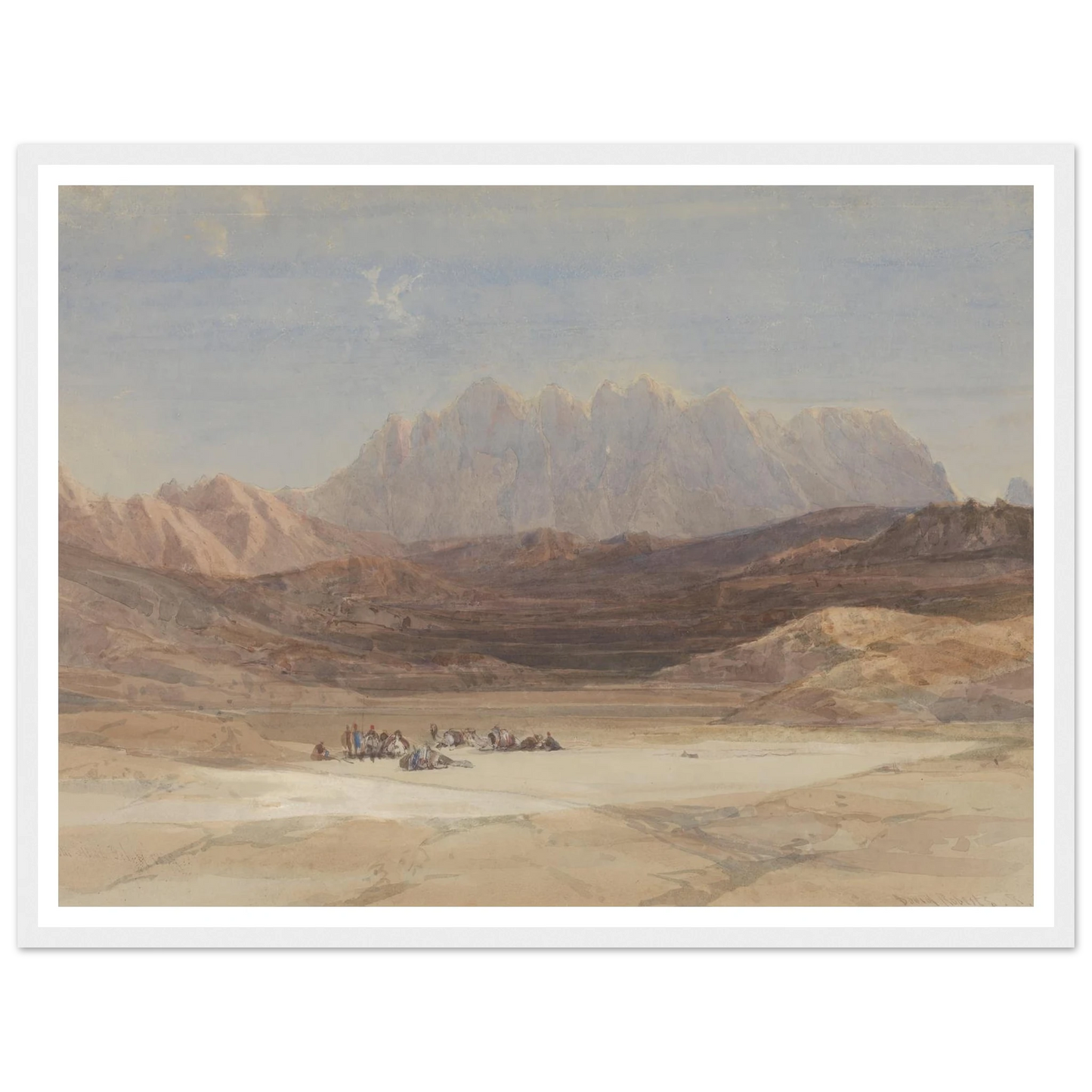 The Plain of El Raheh, Mount Sinai (1839) Art Print | David Roberts - Framed Poster - 30x40 cm / 12x16″ - Black frame