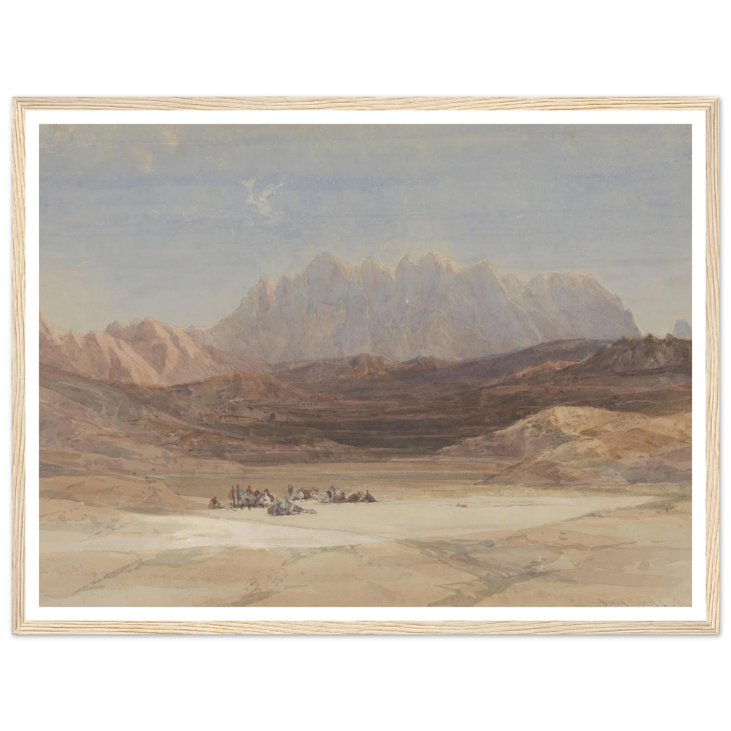 The Plain of El Raheh, Mount Sinai (1839) Art Print | David Roberts - Framed Poster - 30x40 cm / 12x16″ - Black frame