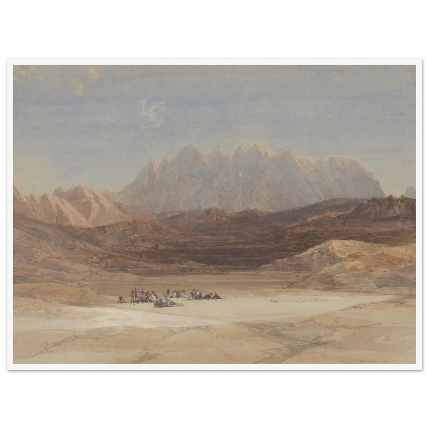 The Plain of El Raheh, Mount Sinai (1839) Art Print | David Roberts - Framed Poster - 30x40 cm / 12x16″ - Black frame
