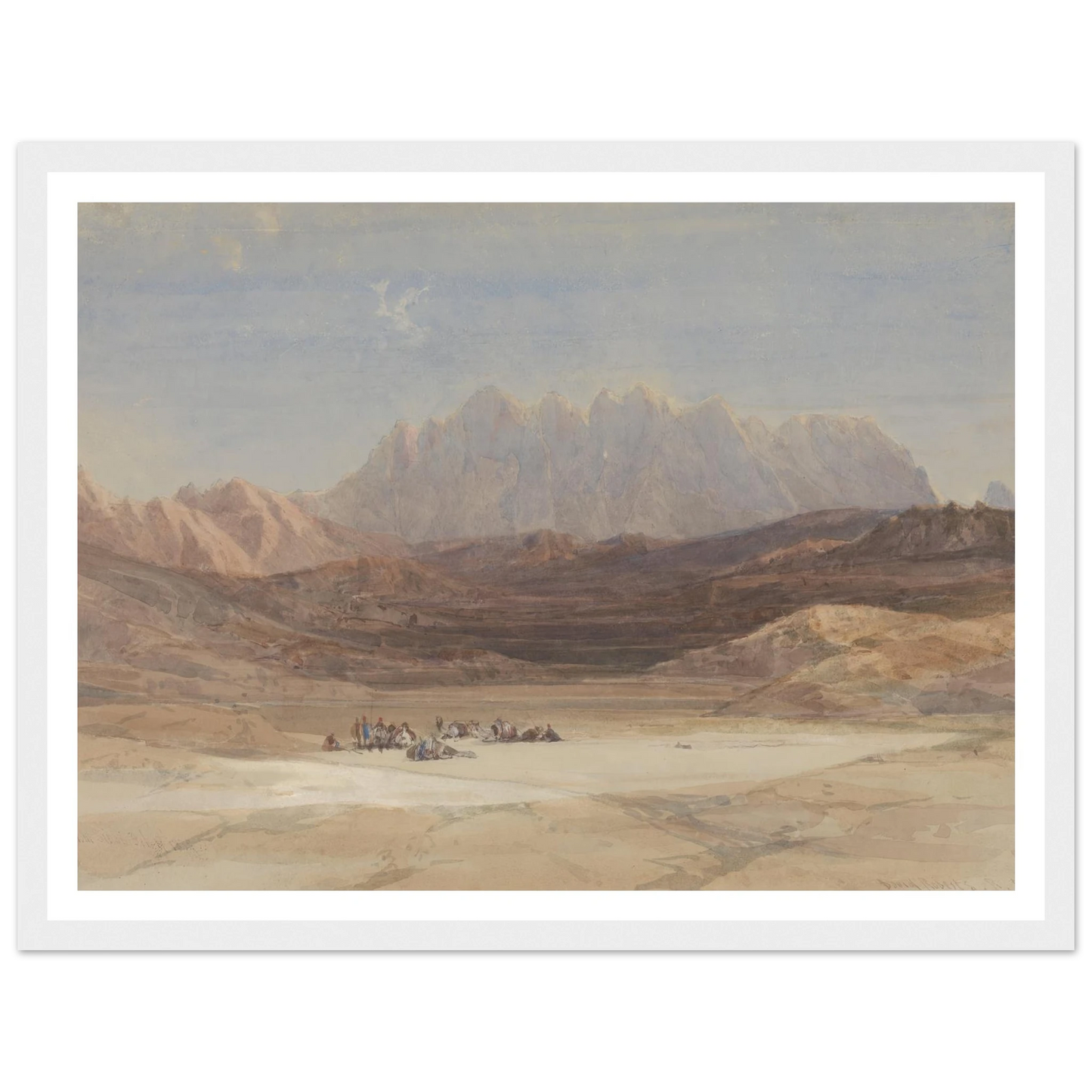 The Plain of El Raheh, Mount Sinai (1839) Art Print | David Roberts - Framed Poster - 30x40 cm / 12x16″ - Black frame