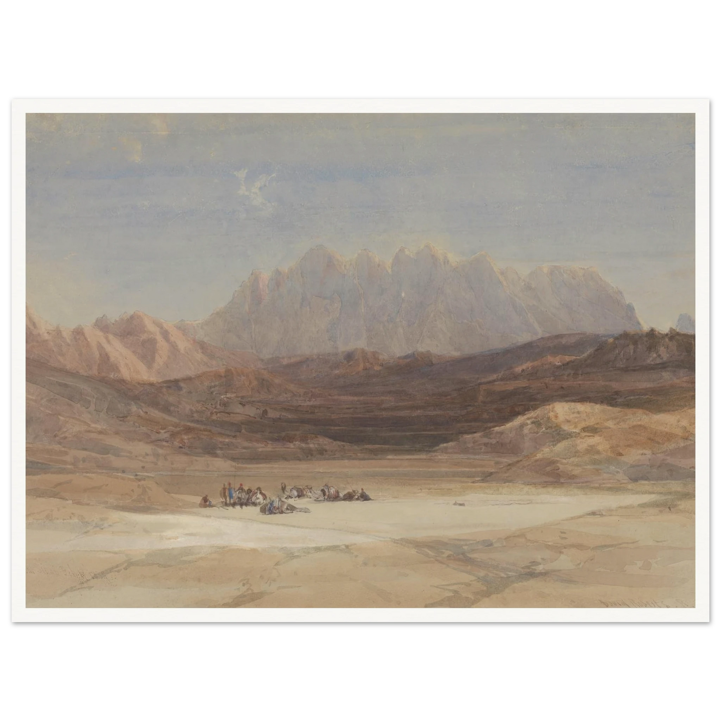 The Plain of El Raheh, Mount Sinai (1839) Art Print | David Roberts - Framed Poster - 30x40 cm / 12x16″ - Black frame