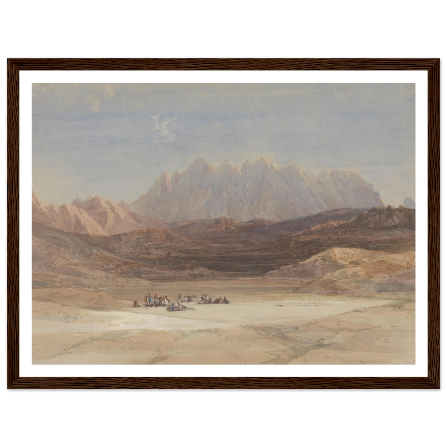 The Plain of El Raheh, Mount Sinai (1839) Art Print | David Roberts - Framed Poster - 30x40 cm / 12x16″ - Black frame
