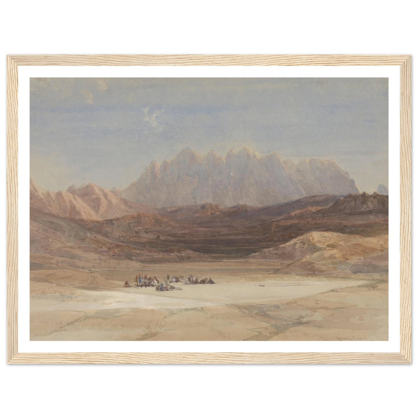 The Plain of El Raheh, Mount Sinai (1839) Art Print | David Roberts - Framed Poster - 30x40 cm / 12x16″ - Black frame