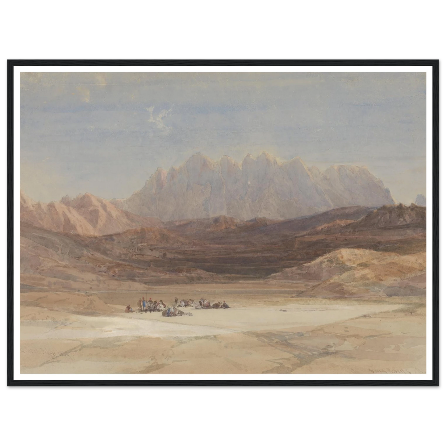 The Plain of El Raheh, Mount Sinai (1839) Art Print | David Roberts - Framed Poster - 30x40 cm / 12x16″ - Black frame