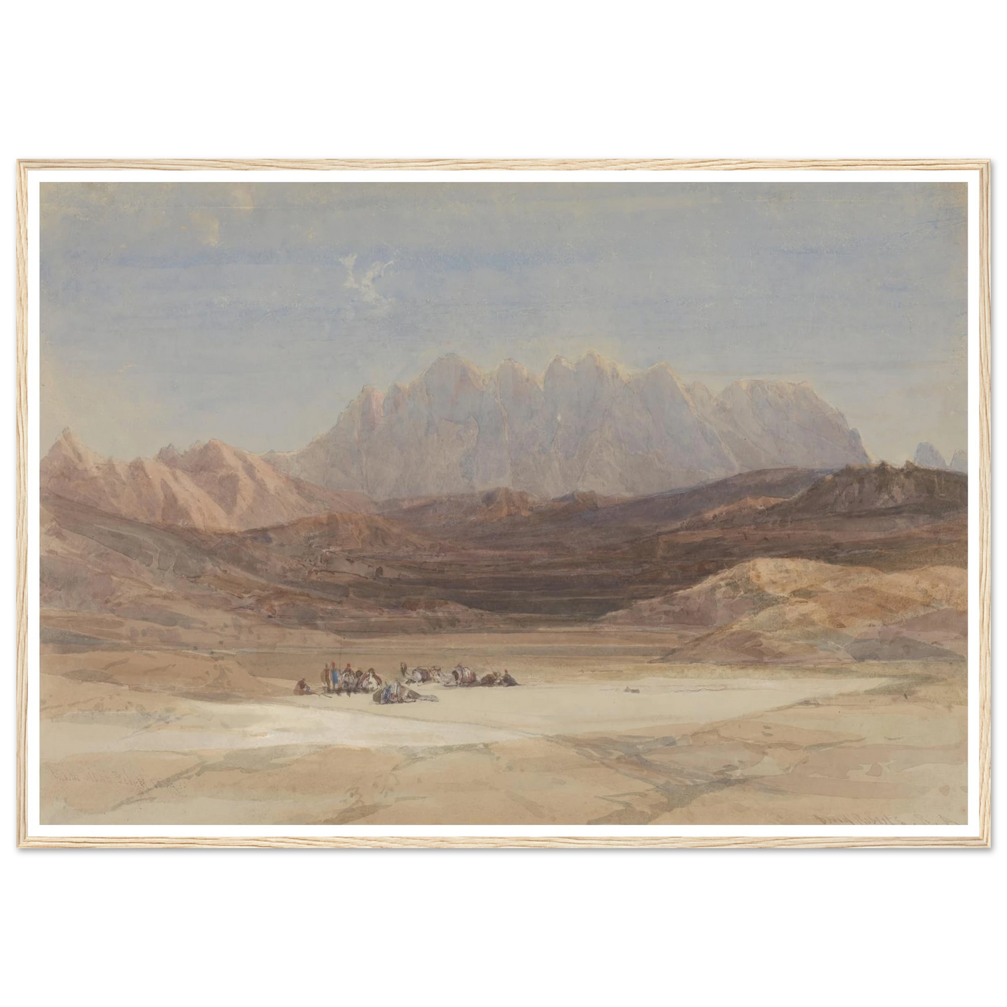 The Plain of El Raheh, Mount Sinai (1839) Art Print | David Roberts - Framed Poster - 30x40 cm / 12x16″ - Black frame