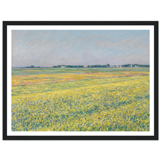 The plain of Gennevilliers, yellow fields Art Print | Gustave Caillebotte - Framed Poster - 30x40 cm / 12x16″ - Black frame