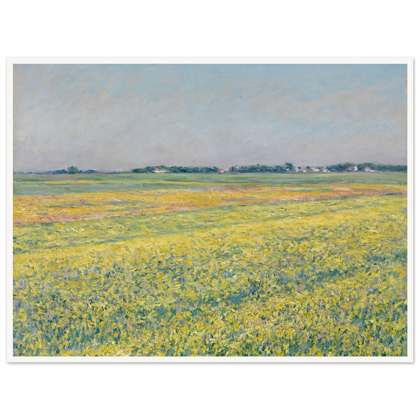 The plain of Gennevilliers, yellow fields Art Print | Gustave Caillebotte - Framed Poster - 30x40 cm / 12x16″ - Black frame