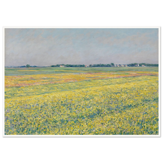 The plain of Gennevilliers, yellow fields Art Print | Gustave Caillebotte - Framed Poster - 30x40 cm / 12x16″ - Black frame