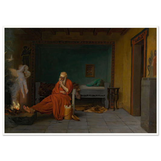 The Poet Dreams of Cupid by the Fire Art Print | Jean Leon Gerome - Framed Poster - 30x40 cm / 12x16″ - Black frame