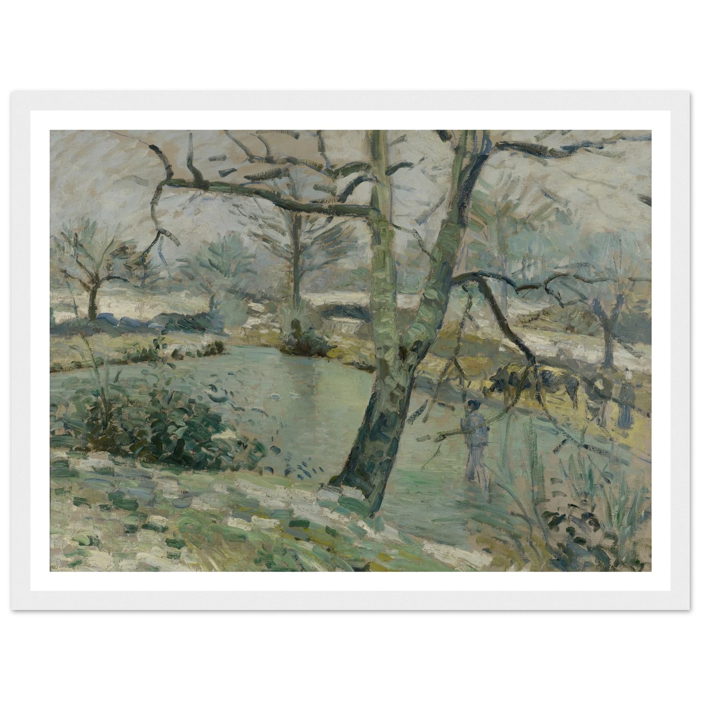 The Pond at Montfoucault, Effect of Winter (1874) Art Print | Camille Pissarro - Framed Poster - 30x40 cm / 12x16″ - Black frame