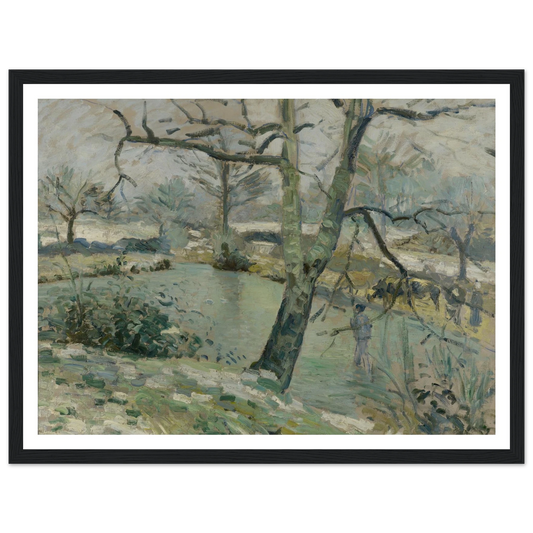 The Pond at Montfoucault, Effect of Winter (1874) Art Print | Camille Pissarro - Framed Poster - 30x40 cm / 12x16″ - Black frame
