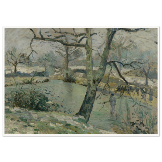 The Pond at Montfoucault, Effect of Winter (1874) Art Print | Camille Pissarro - Framed Poster - 30x40 cm / 12x16″ - Black frame