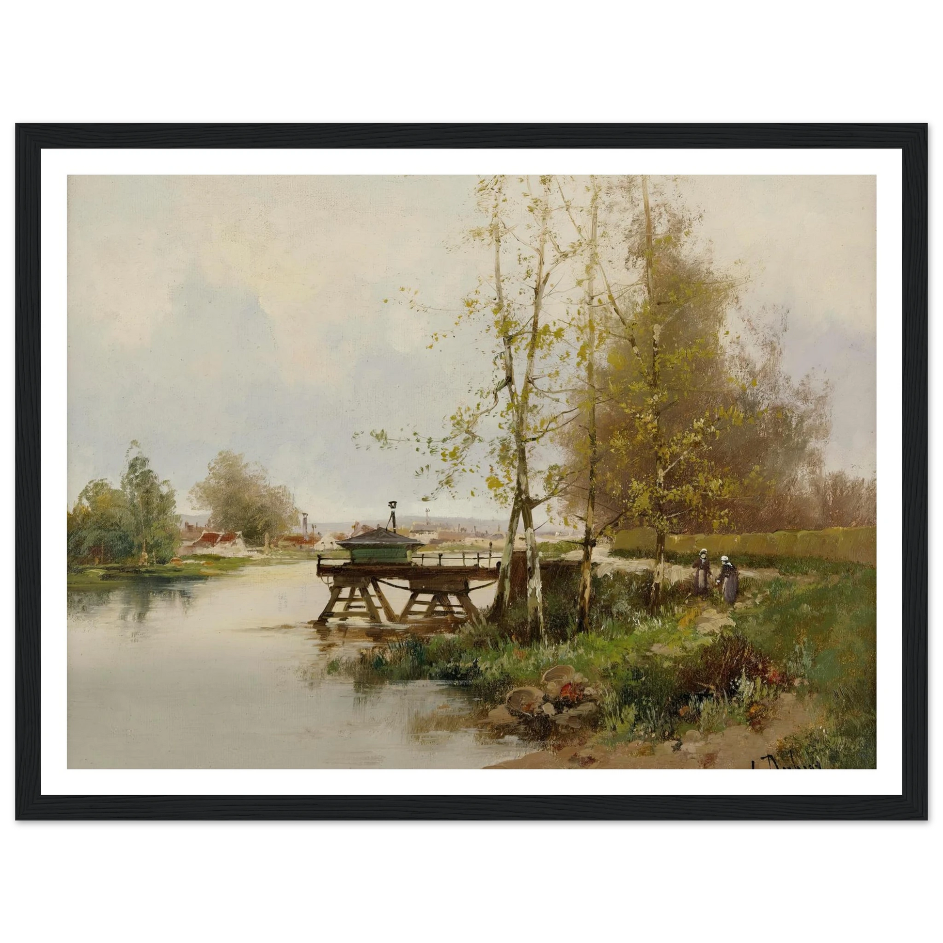 The Pond At The Edge Of The Village Art Print | Eugene Galien Laloue - Framed Poster - 30x40 cm / 12x16″ - Black frame