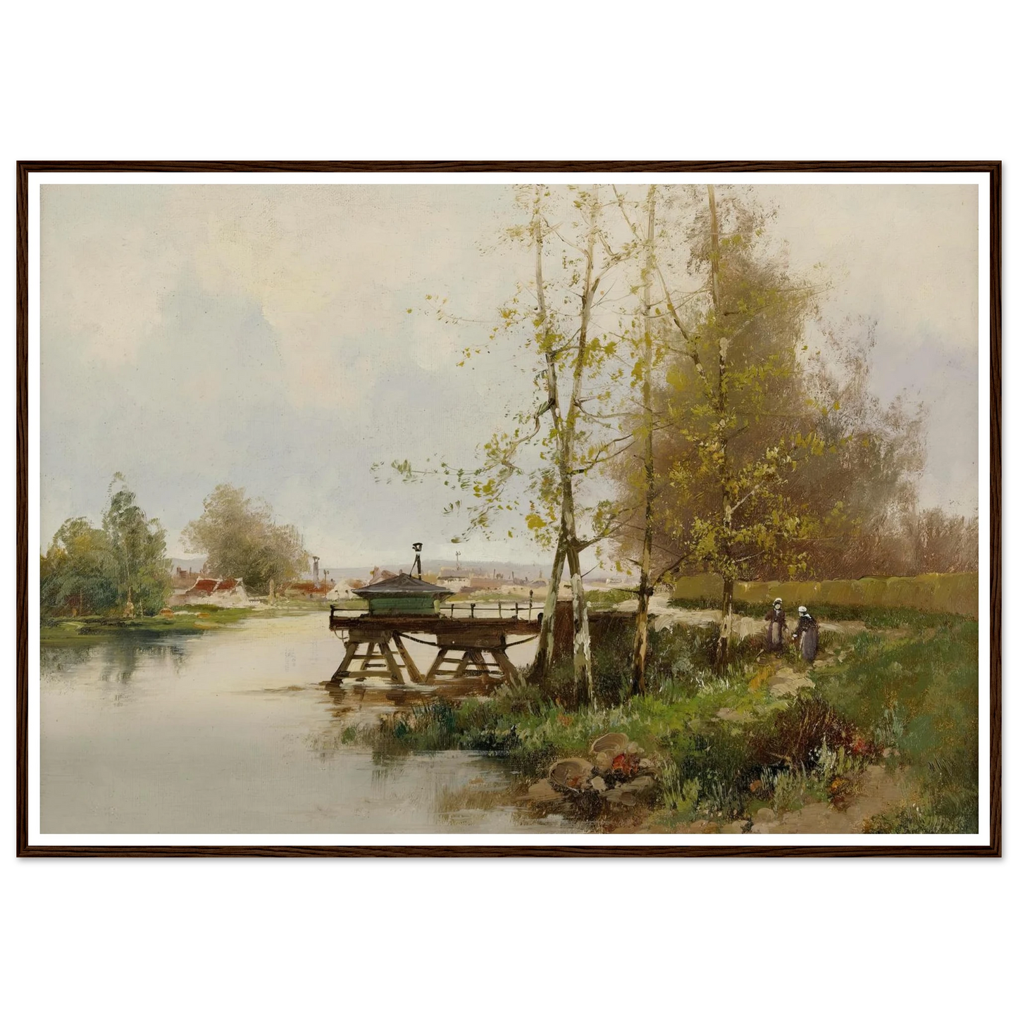 The Pond At The Edge Of The Village Art Print | Eugene Galien Laloue - Framed Poster - 30x40 cm / 12x16″ - Black frame