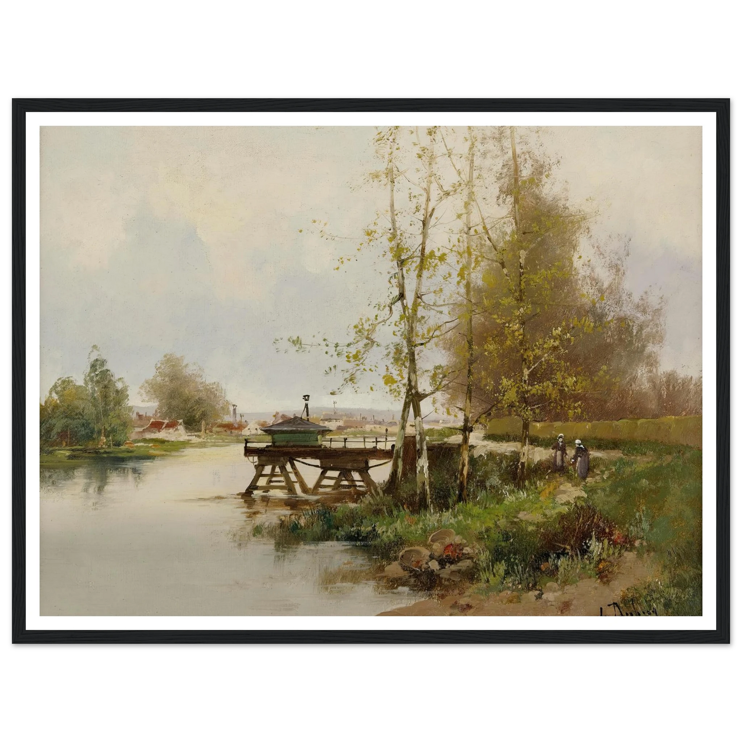 The Pond At The Edge Of The Village Art Print | Eugene Galien Laloue - Framed Poster - 30x40 cm / 12x16″ - Black frame
