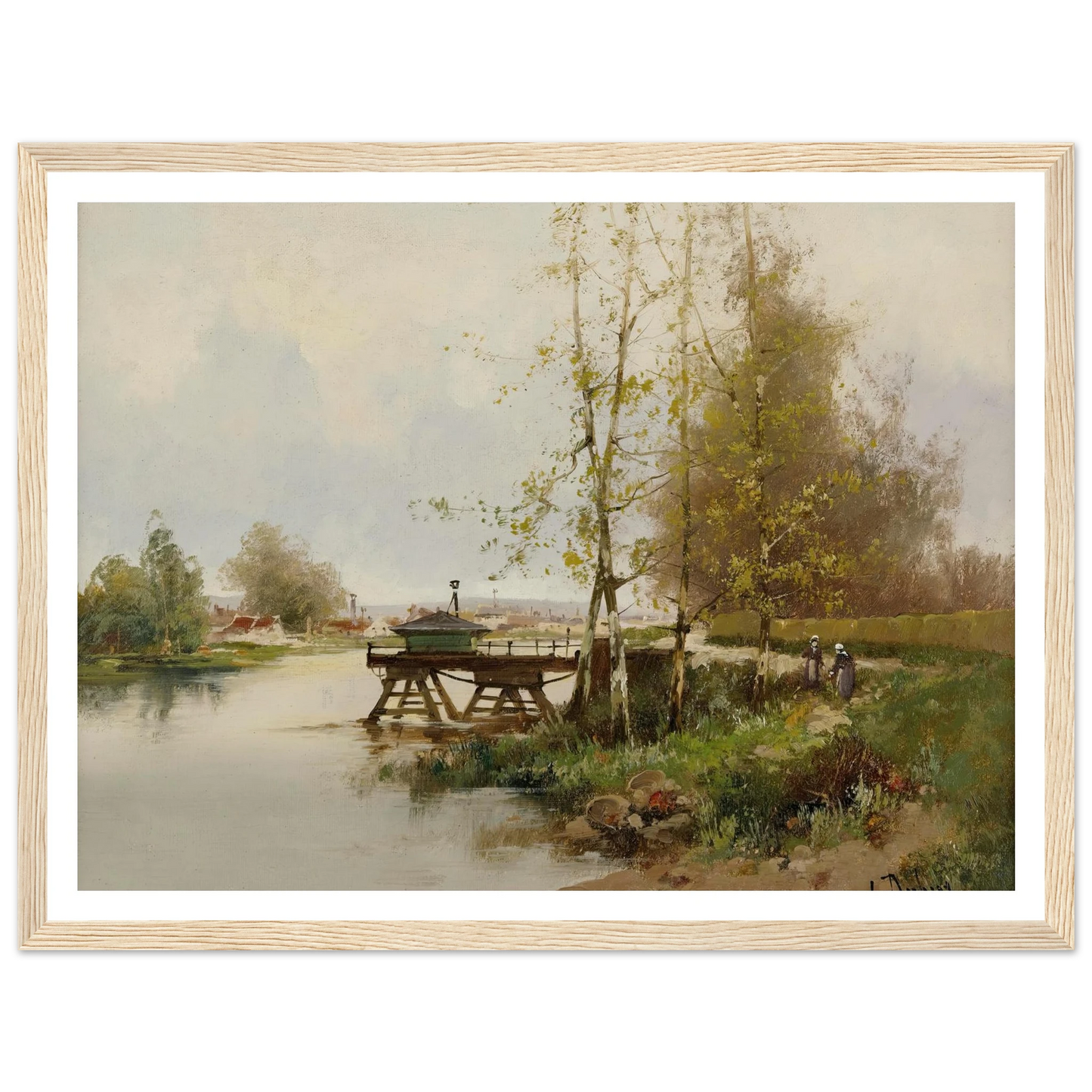 The Pond At The Edge Of The Village Art Print | Eugene Galien Laloue - Framed Poster - 30x40 cm / 12x16″ - Black frame