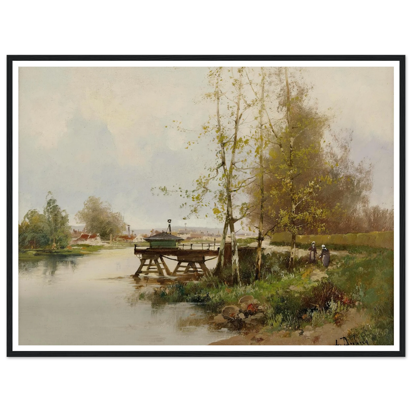 The Pond At The Edge Of The Village Art Print | Eugene Galien Laloue - Framed Poster - 30x40 cm / 12x16″ - Black frame