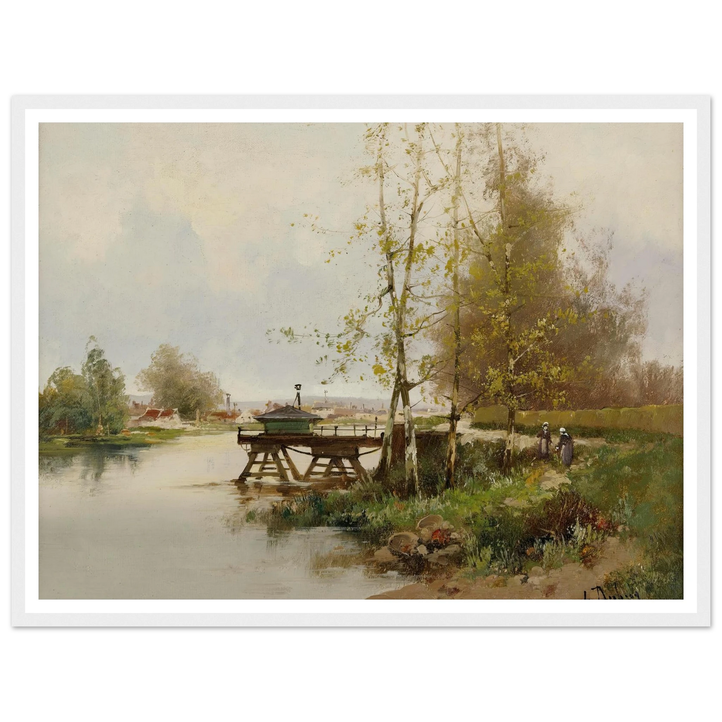 The Pond At The Edge Of The Village Art Print | Eugene Galien Laloue - Framed Poster - 30x40 cm / 12x16″ - Black frame