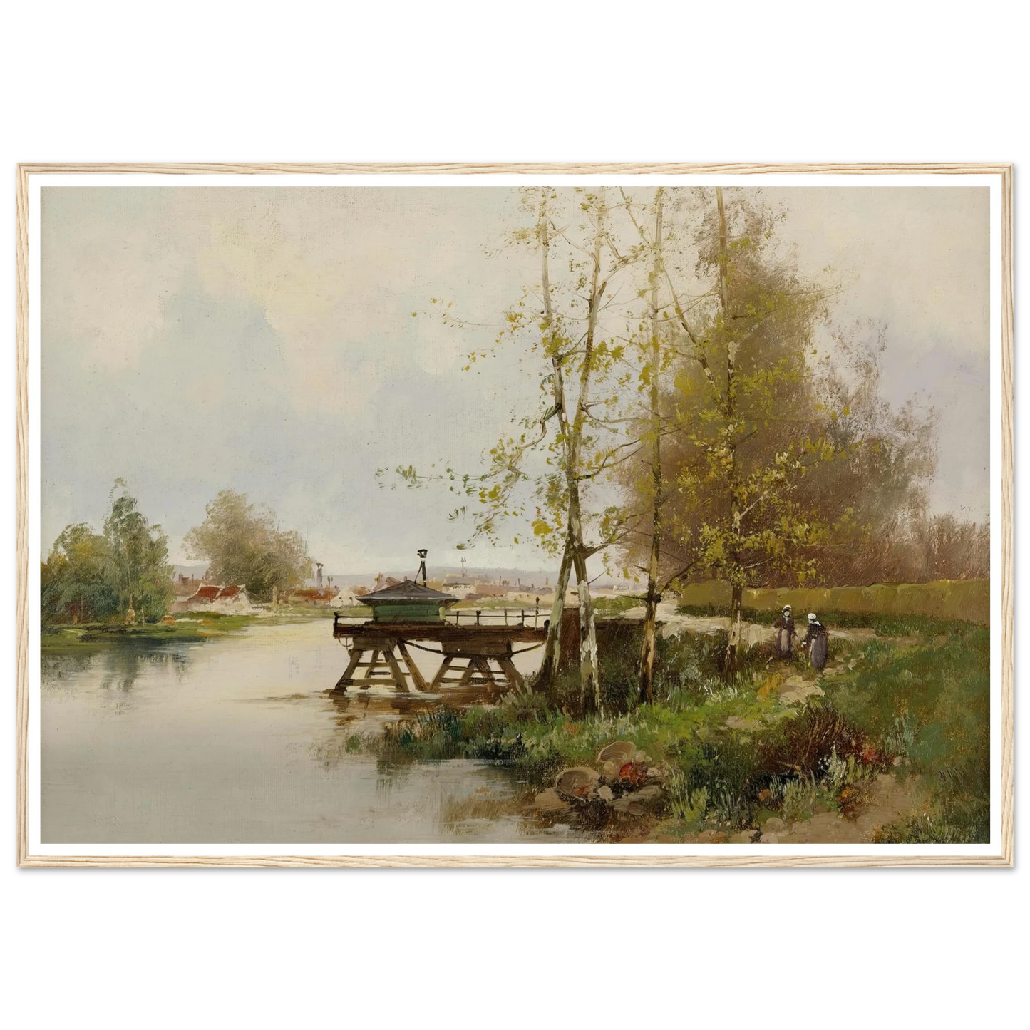 The Pond At The Edge Of The Village Art Print | Eugene Galien Laloue - Framed Poster - 30x40 cm / 12x16″ - Black frame