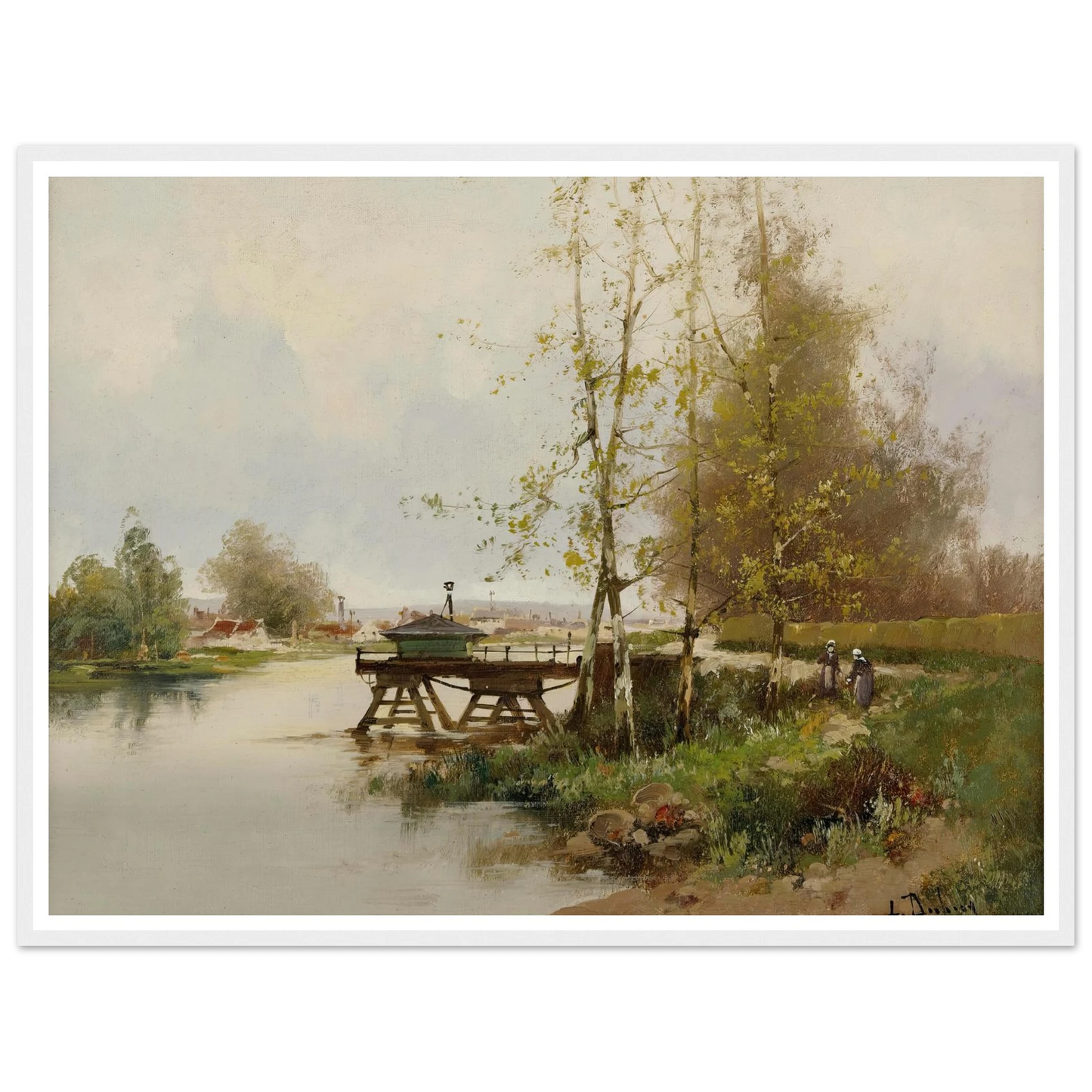 The Pond At The Edge Of The Village Art Print | Eugene Galien Laloue - Framed Poster - 30x40 cm / 12x16″ - Black frame