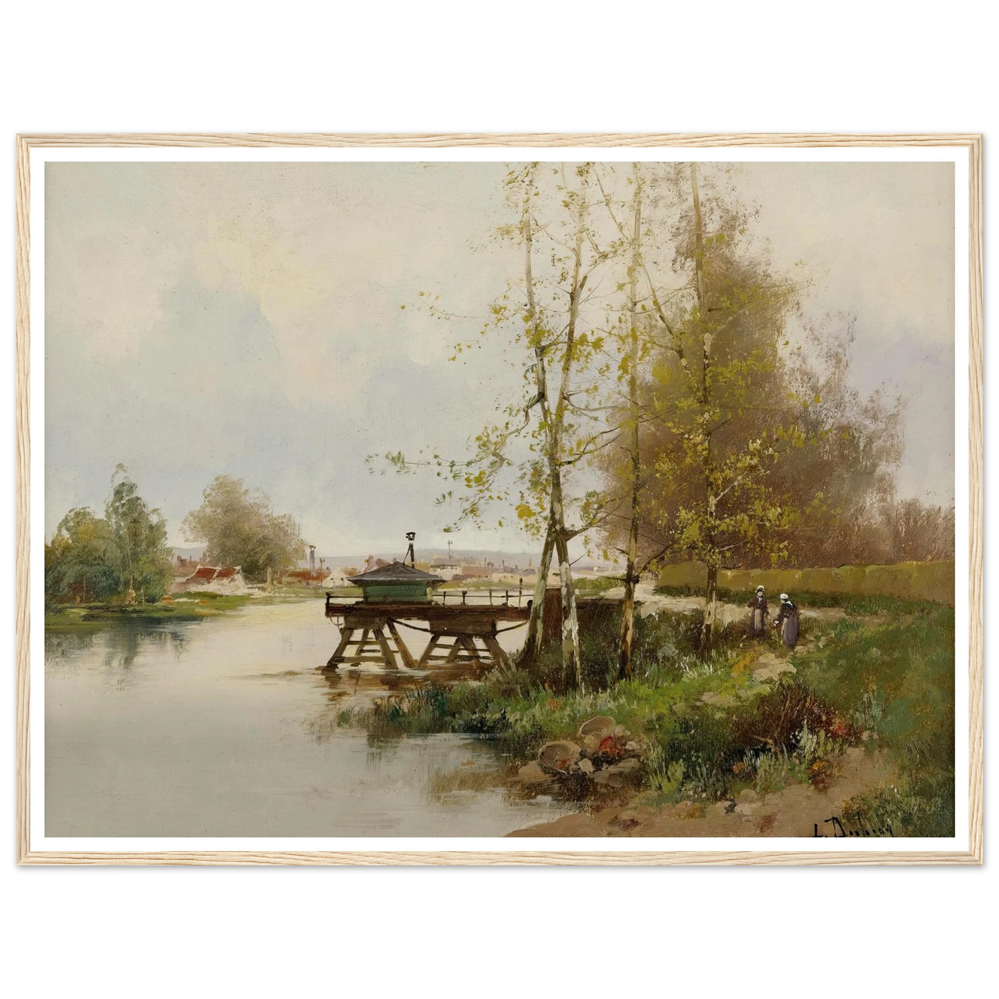 The Pond At The Edge Of The Village Art Print | Eugene Galien Laloue - Framed Poster - 30x40 cm / 12x16″ - Black frame