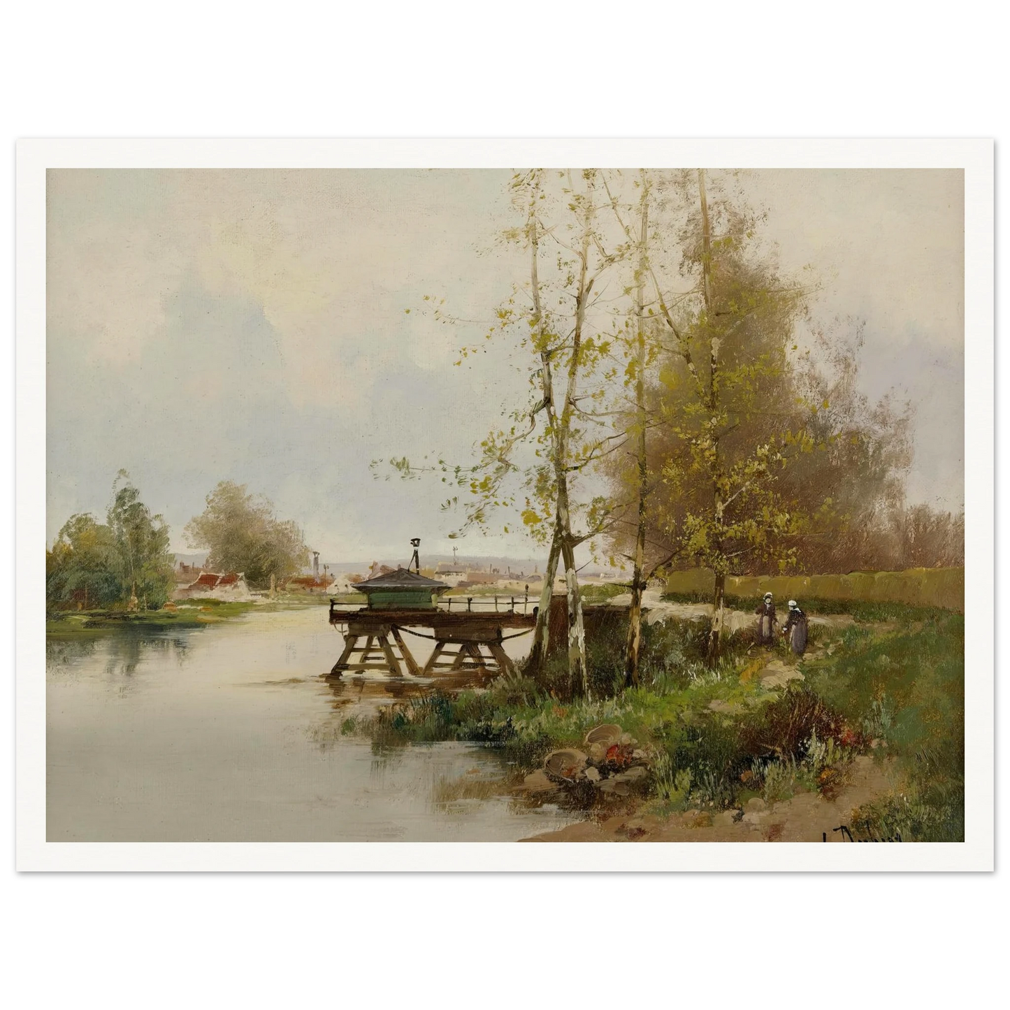 The Pond At The Edge Of The Village Art Print | Eugene Galien Laloue - Framed Poster - 30x40 cm / 12x16″ - Black frame