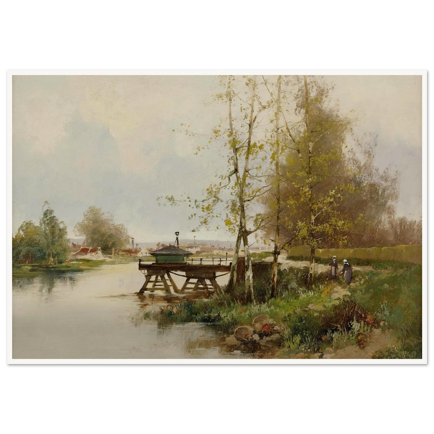 The Pond At The Edge Of The Village Art Print | Eugene Galien Laloue - Framed Poster - 30x40 cm / 12x16″ - Black frame