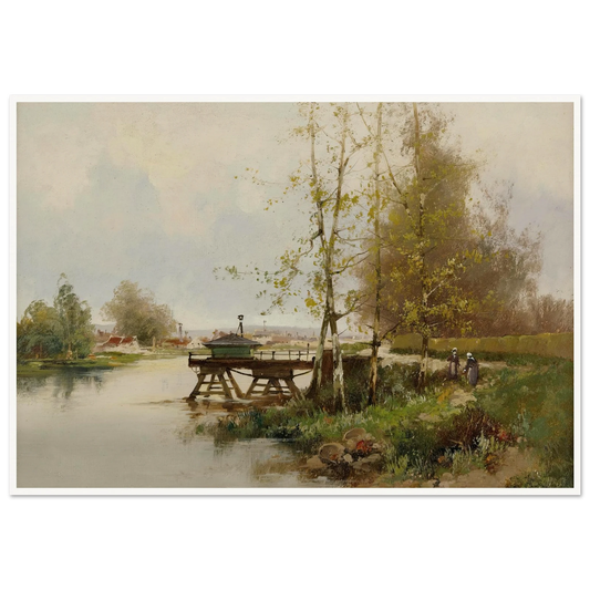 The Pond At The Edge Of The Village Art Print | Eugene Galien Laloue - Framed Poster - 30x40 cm / 12x16″ - Black frame