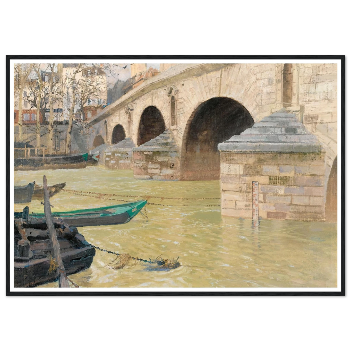 The Pont Marie, Paris (1893) Art Print | Frits Thaulow - Framed Poster - 30x40 cm / 12x16″ - Black frame