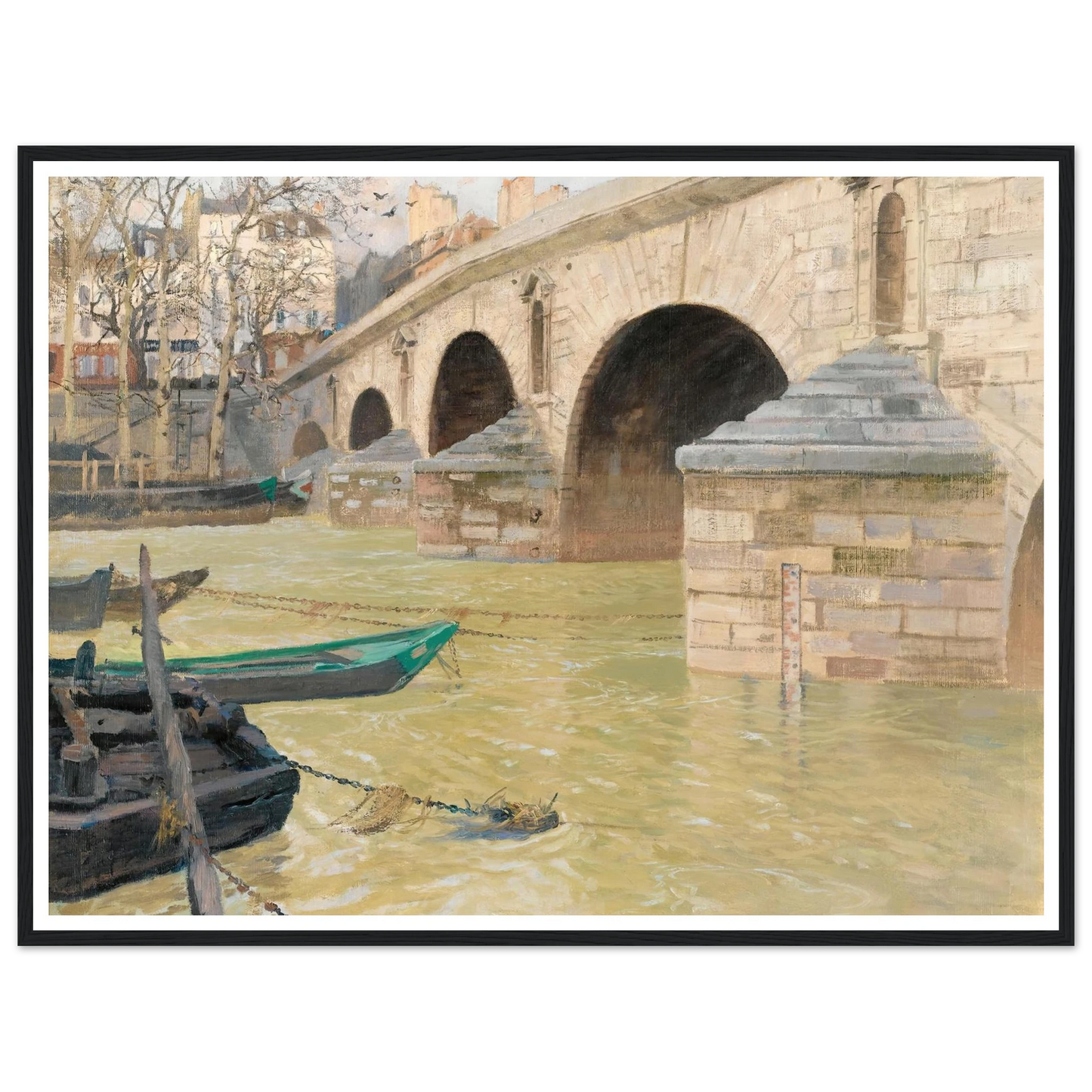 The Pont Marie, Paris (1893) Art Print | Frits Thaulow - Framed Poster - 30x40 cm / 12x16″ - Black frame