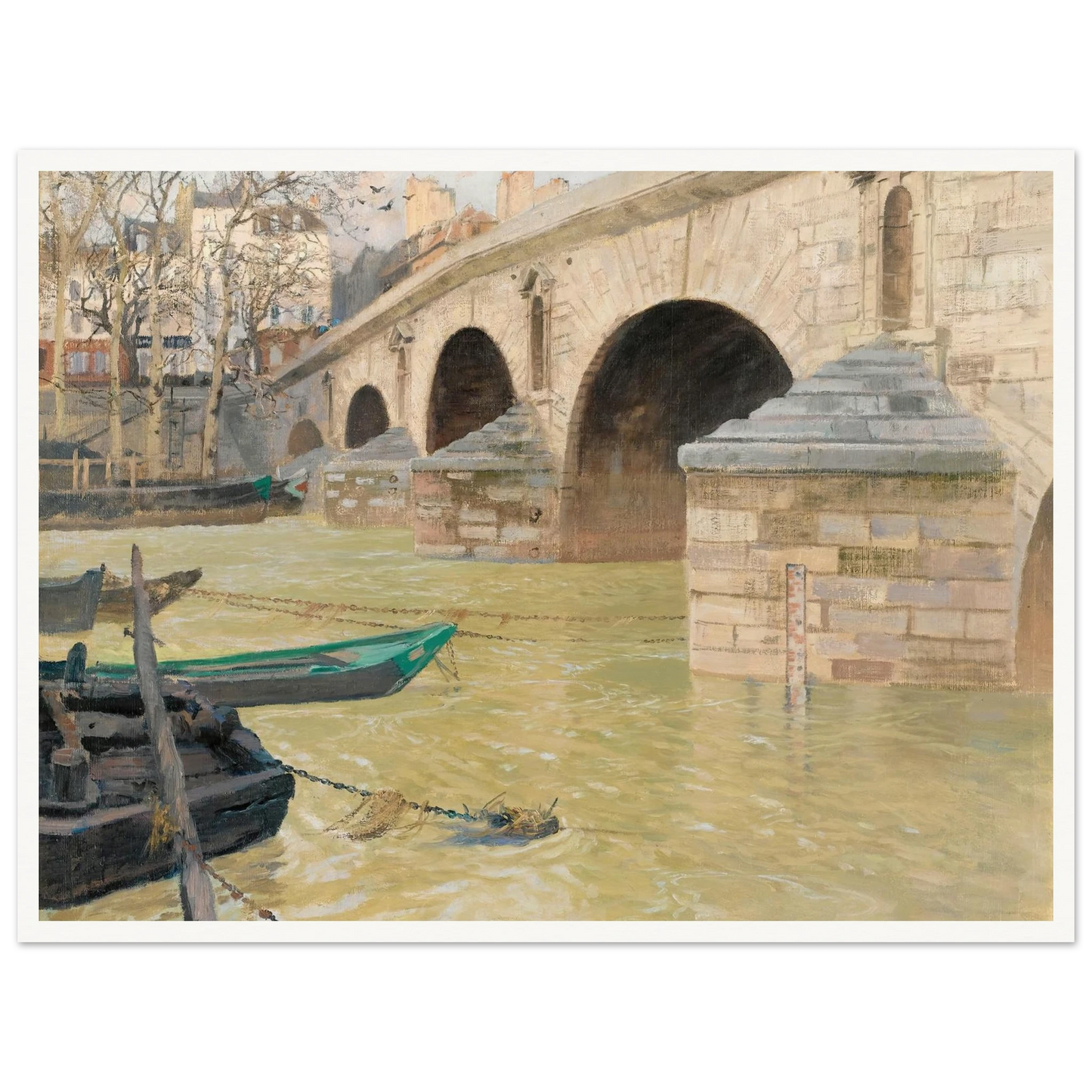 The Pont Marie, Paris (1893) Art Print | Frits Thaulow - Framed Poster - 30x40 cm / 12x16″ - Black frame