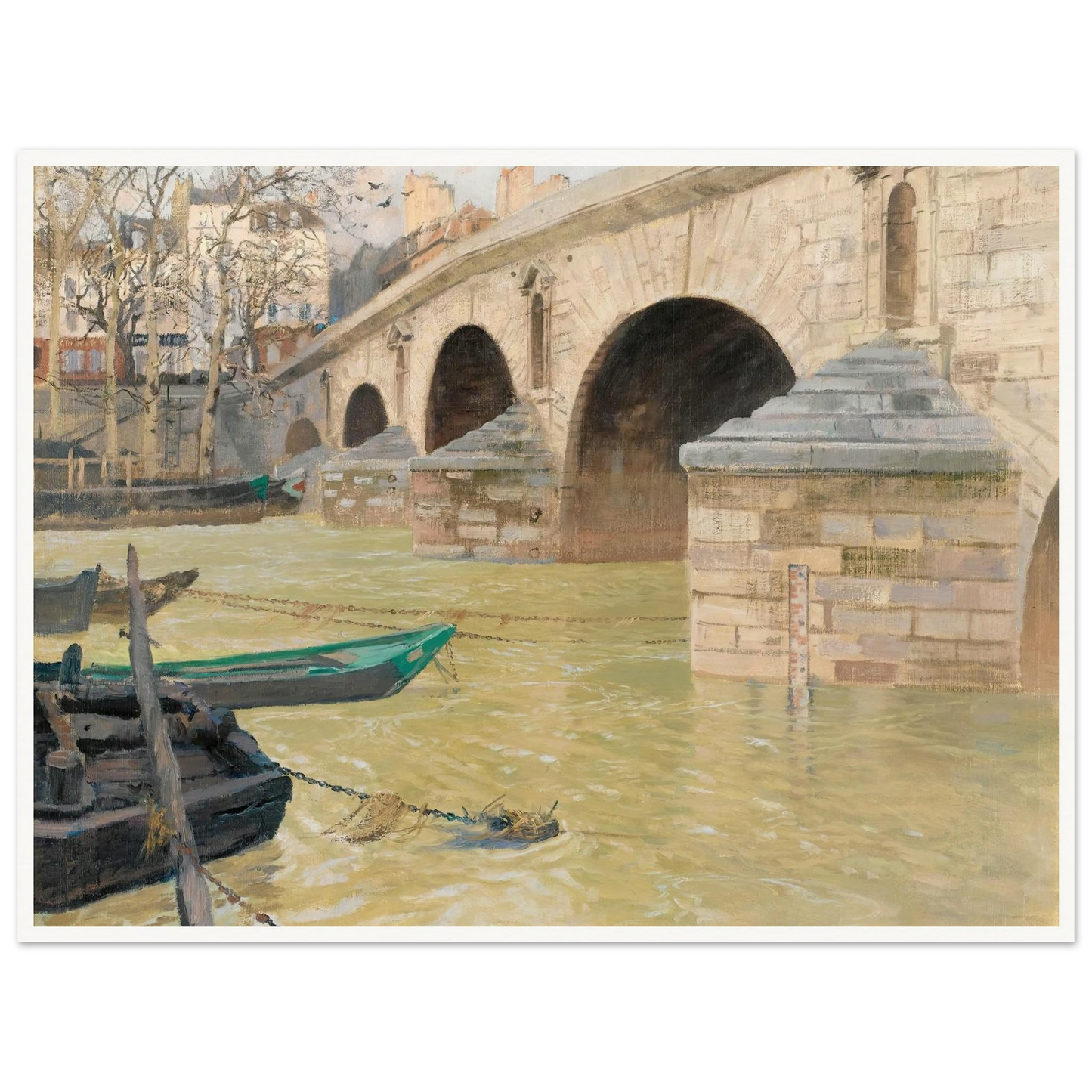 The Pont Marie, Paris (1893) Art Print | Frits Thaulow - Framed Poster - 30x40 cm / 12x16″ - Black frame