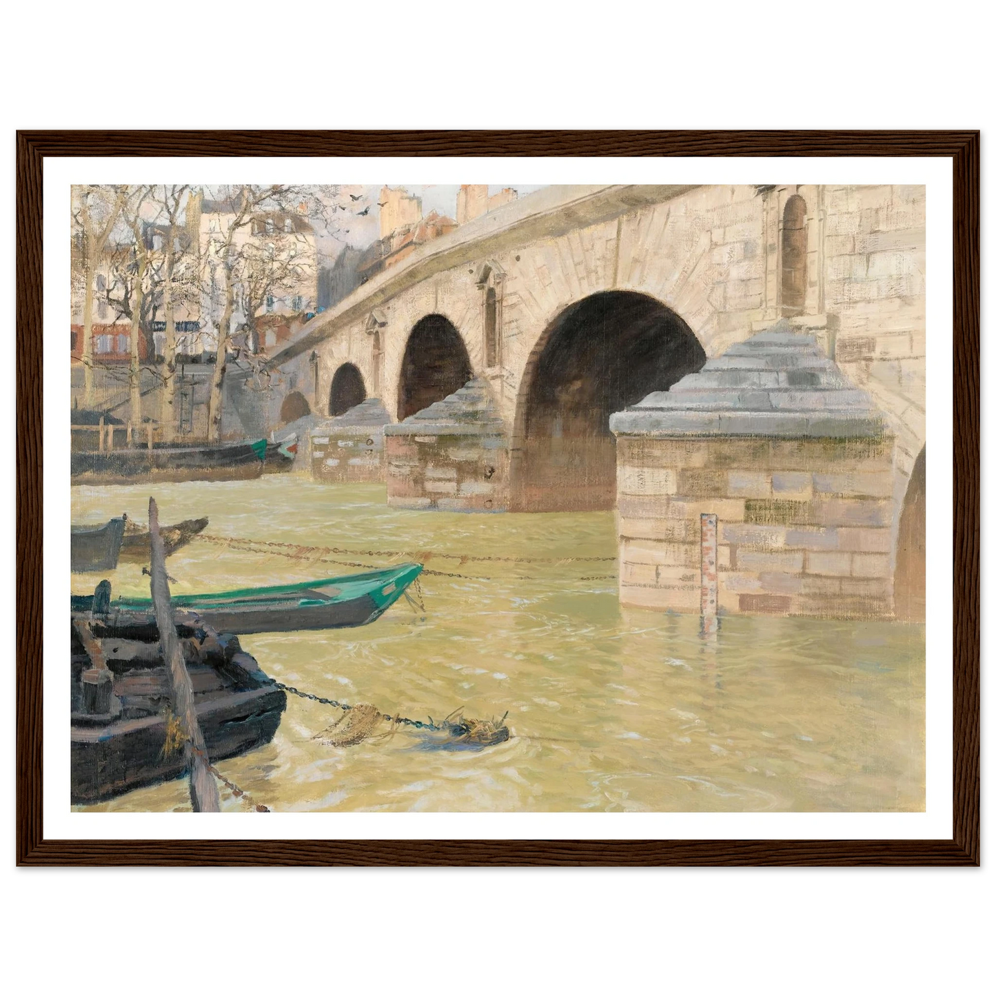 The Pont Marie, Paris (1893) Art Print | Frits Thaulow - Framed Poster - 30x40 cm / 12x16″ - Black frame